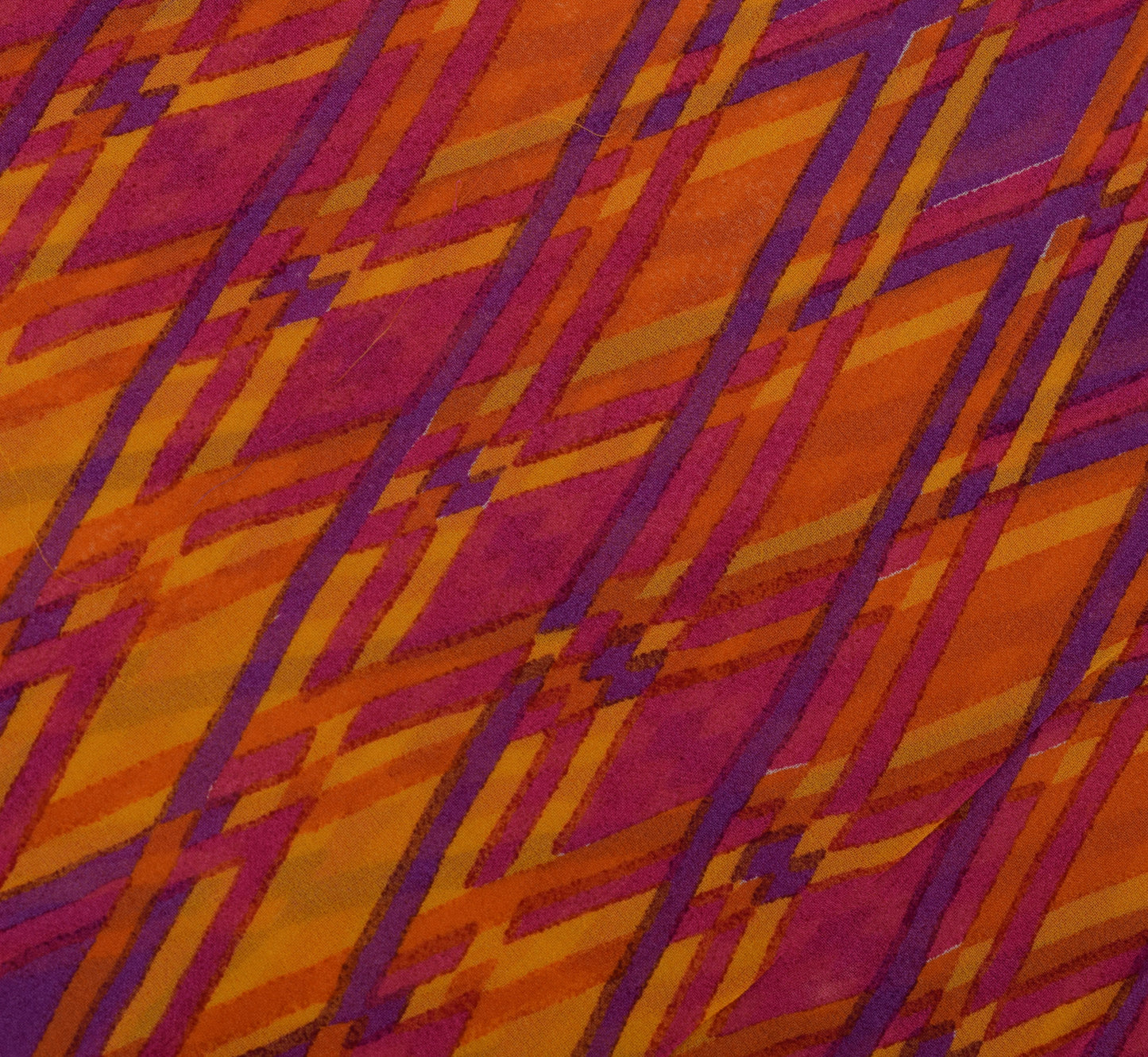Sushila Vintage Yellow Sari 100% Pure Georgette Silk Printed Indian Craft Fabric