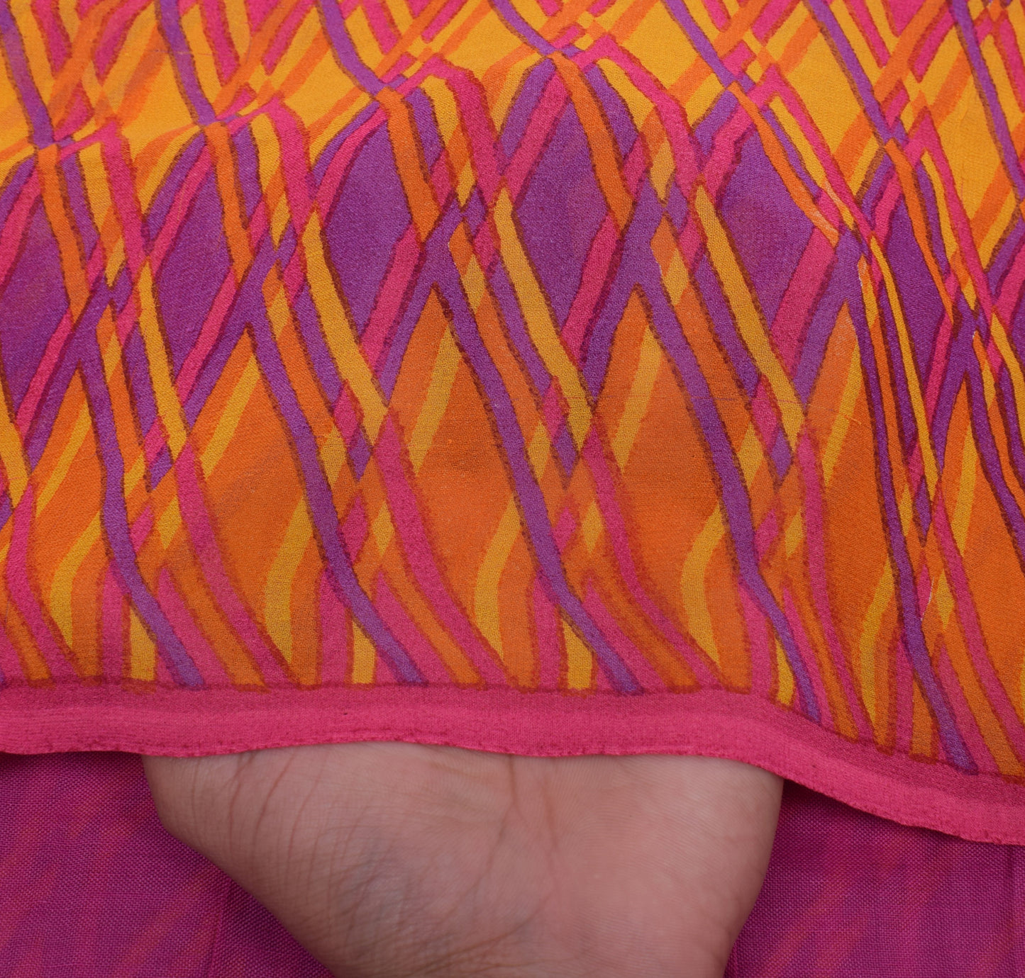 Sushila Vintage Yellow Sari 100% Pure Georgette Silk Printed Indian Craft Fabric