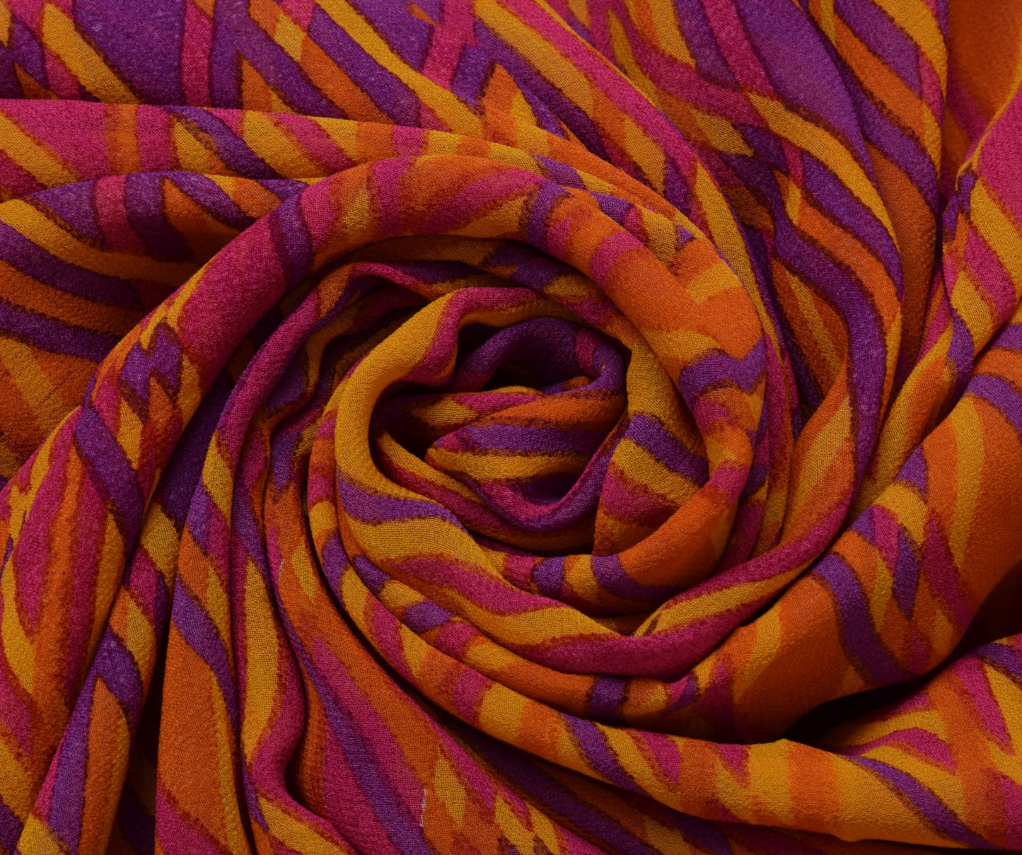 Sushila Vintage Yellow Sari 100% Pure Georgette Silk Printed Indian Craft Fabric