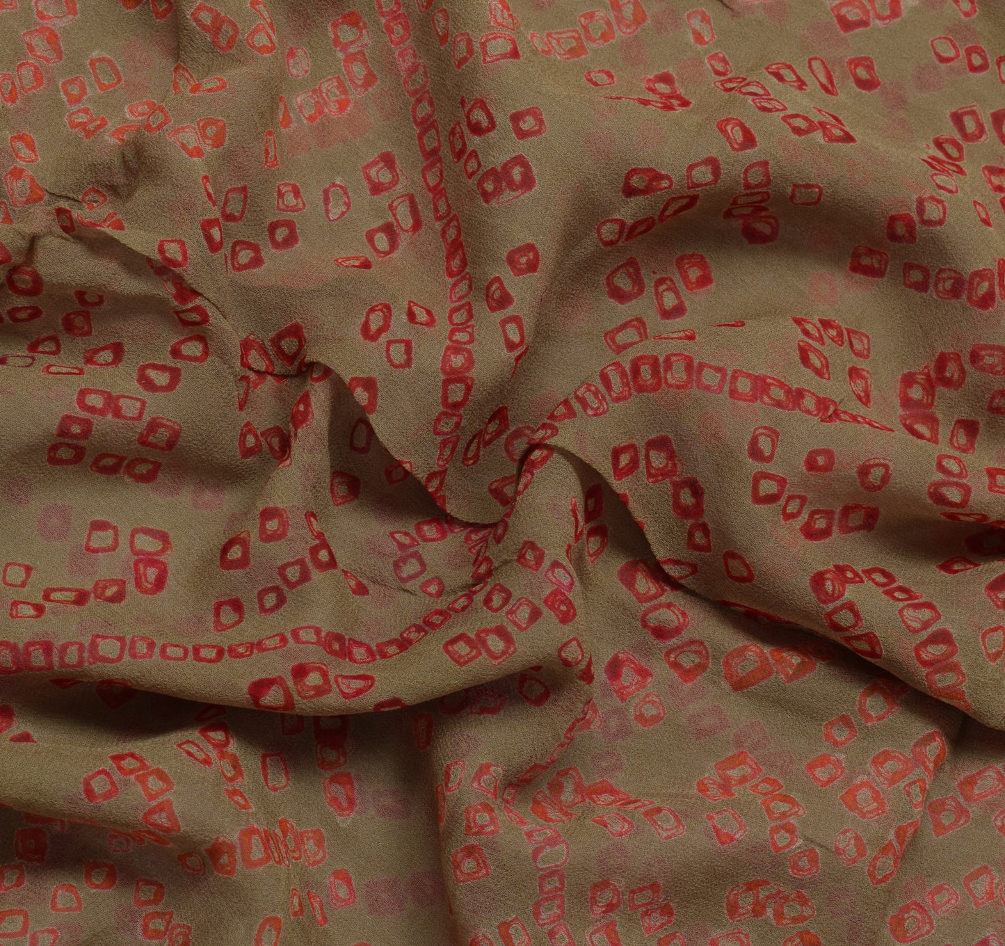 Sushila Vintage Green Saree 100% Pure Georgette Silk Printed Indian Craft Fabric