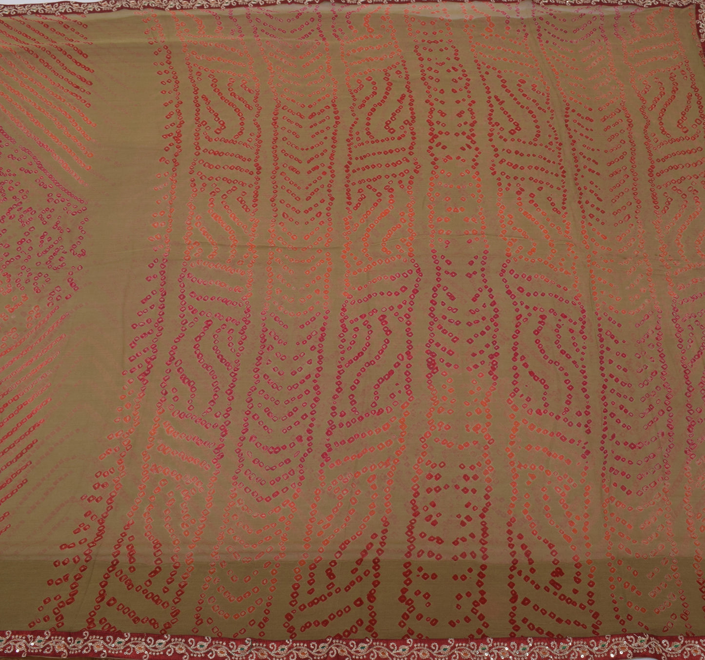 Sushila Vintage Green Saree 100% Pure Georgette Silk Printed Indian Craft Fabric