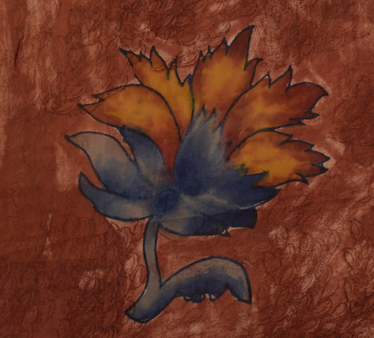 Sushila Vintage Rust Saree 100% Pure Georgette Silk Printed Floral Craft Fabric