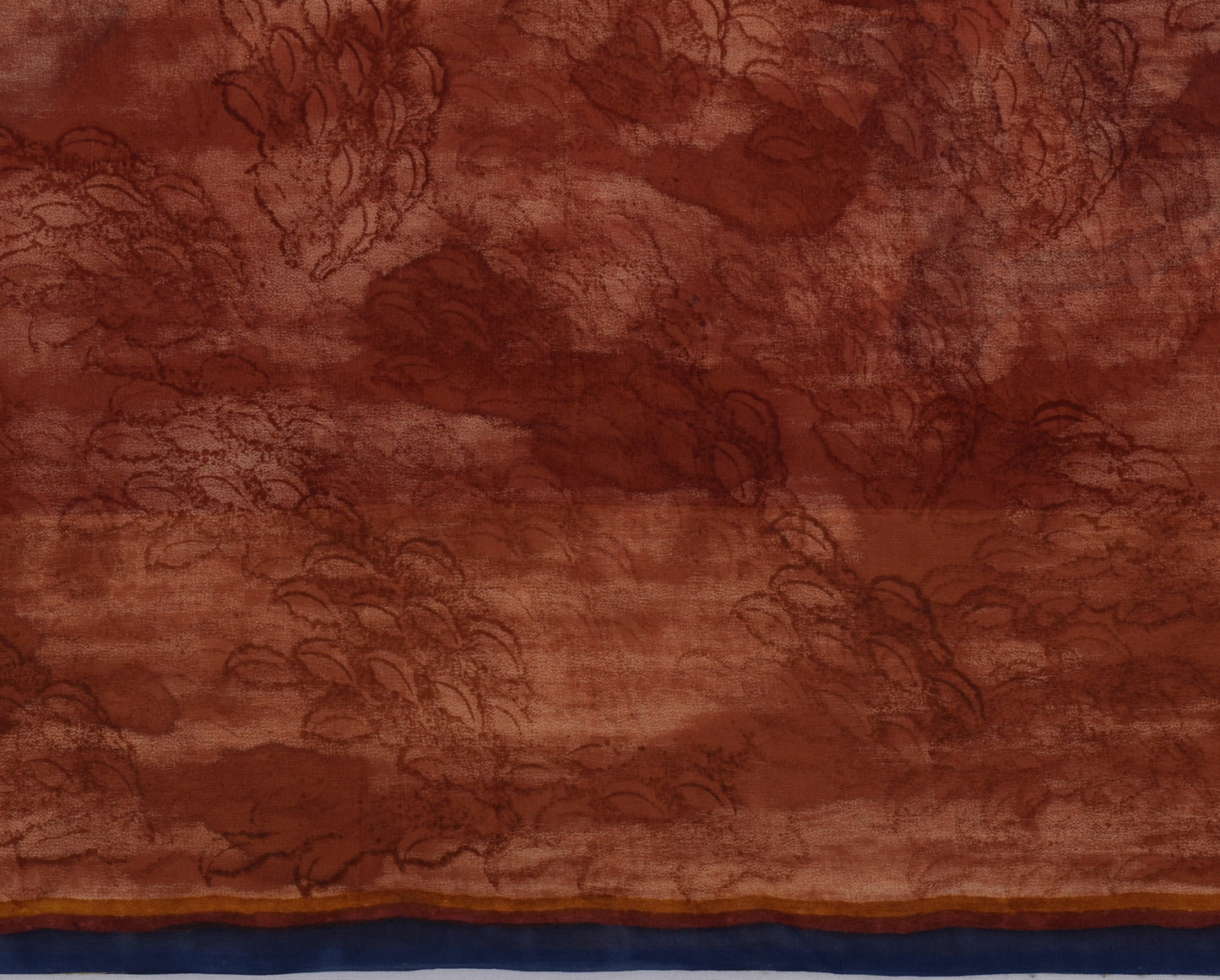 Sushila Vintage Rust Saree 100% Pure Georgette Silk Printed Floral Craft Fabric