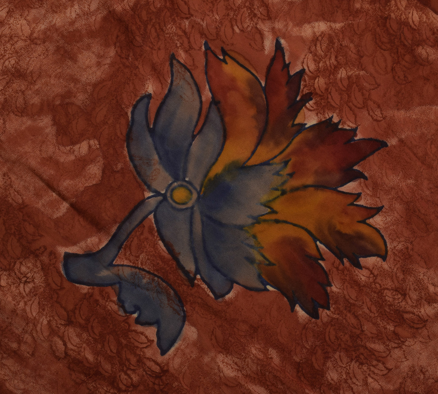 Sushila Vintage Rust Saree 100% Pure Georgette Silk Printed Floral Craft Fabric