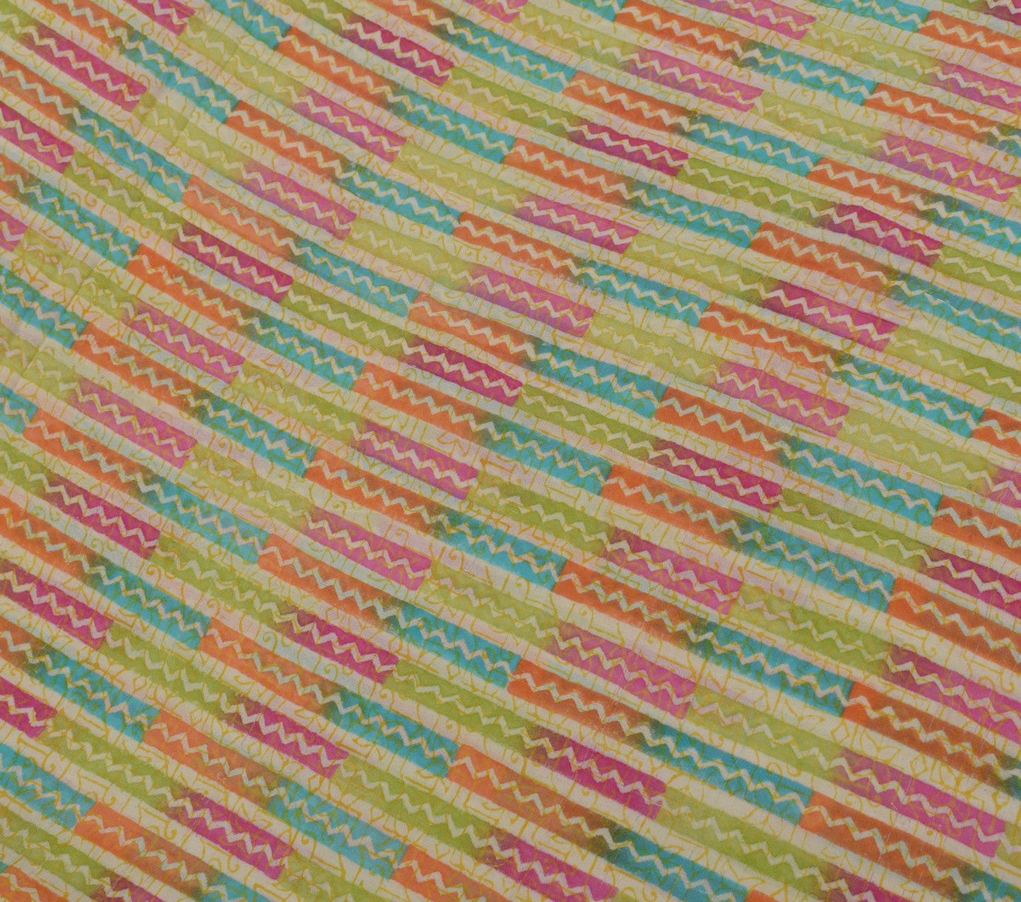 Sushila Vintage Green Saree 100% Pure Georgette Silk Printed Indian Craft Fabric