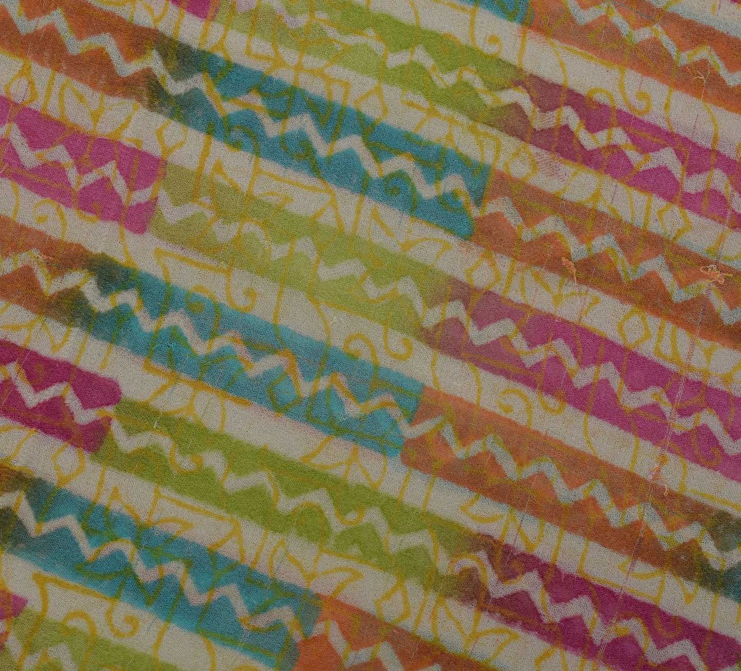 Sushila Vintage Green Saree 100% Pure Georgette Silk Printed Indian Craft Fabric