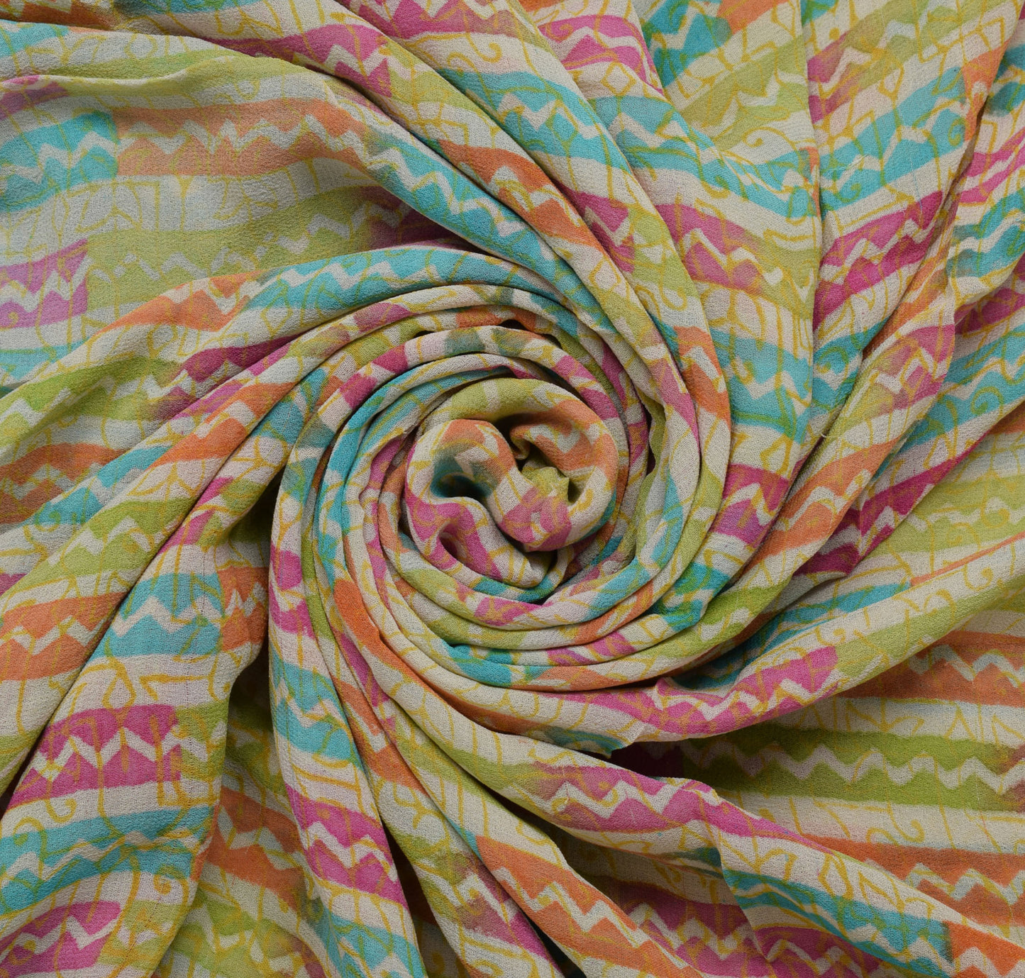 Sushila Vintage Green Saree 100% Pure Georgette Silk Printed Indian Craft Fabric