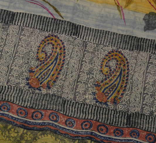 Sushila Vintage Indian Sari 100% Pure Georgette Silk Printed Floral Craft Fabric