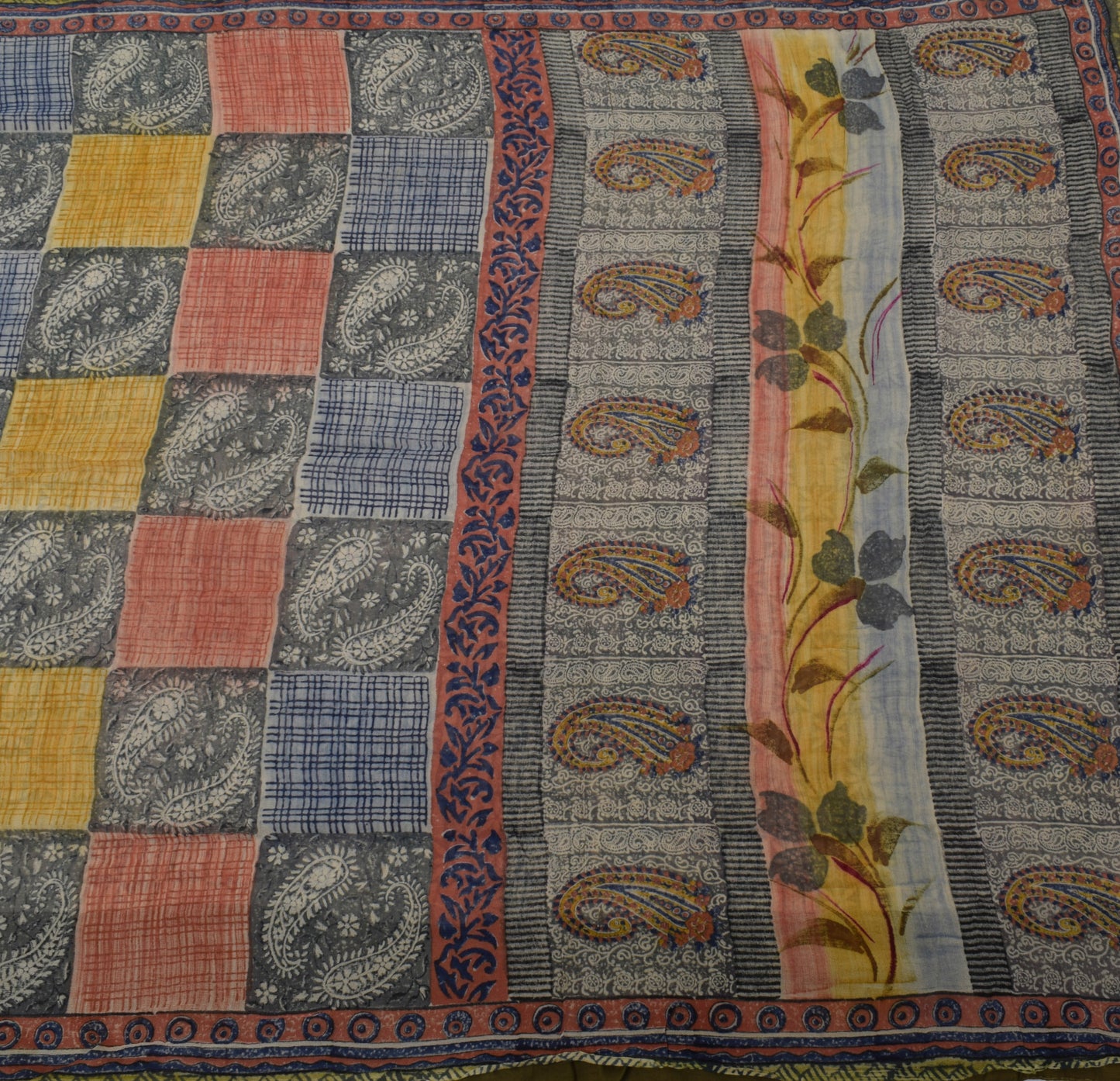 Sushila Vintage Indian Sari 100% Pure Georgette Silk Printed Floral Craft Fabric
