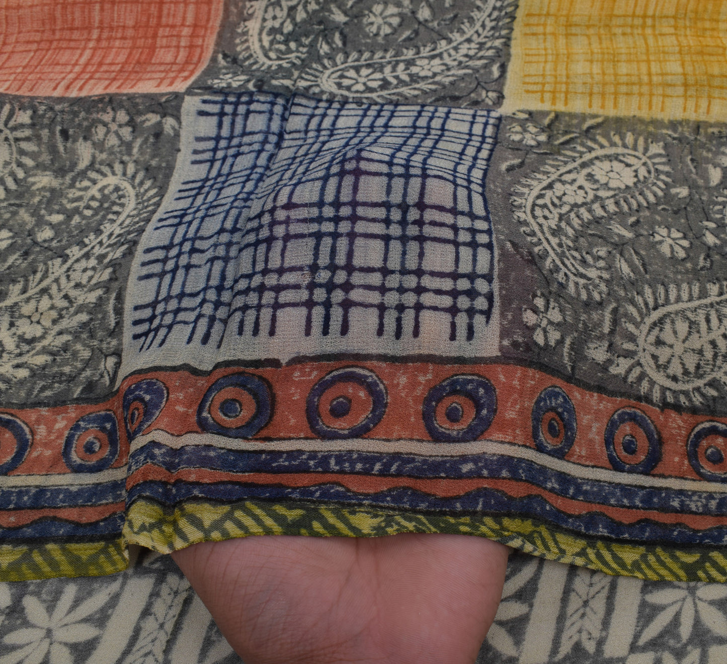 Sushila Vintage Indian Sari 100% Pure Georgette Silk Printed Floral Craft Fabric