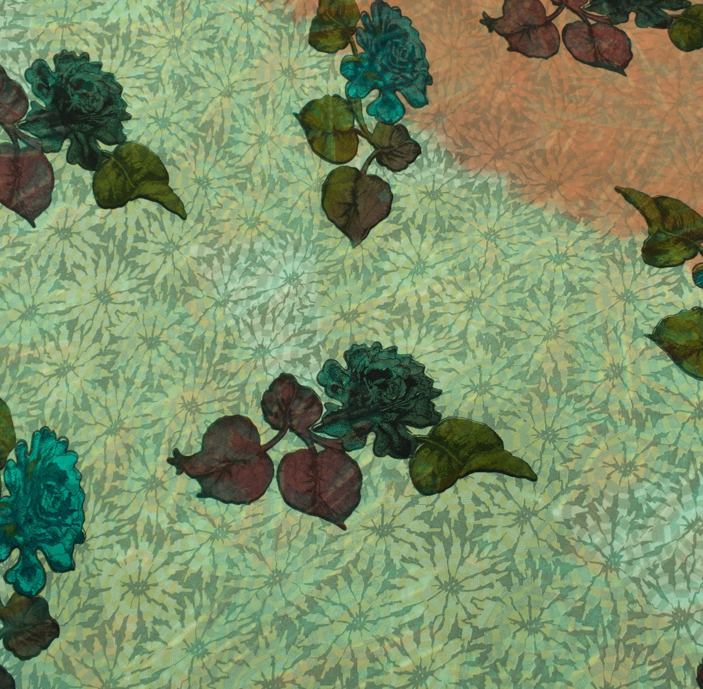 Sushila Vintage Indian Sari 100% Pure Georgette Silk Printed Floral Craft Fabric