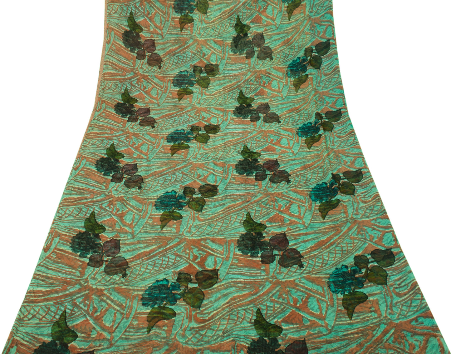 Sushila Vintage Indian Sari 100% Pure Georgette Silk Printed Floral Craft Fabric