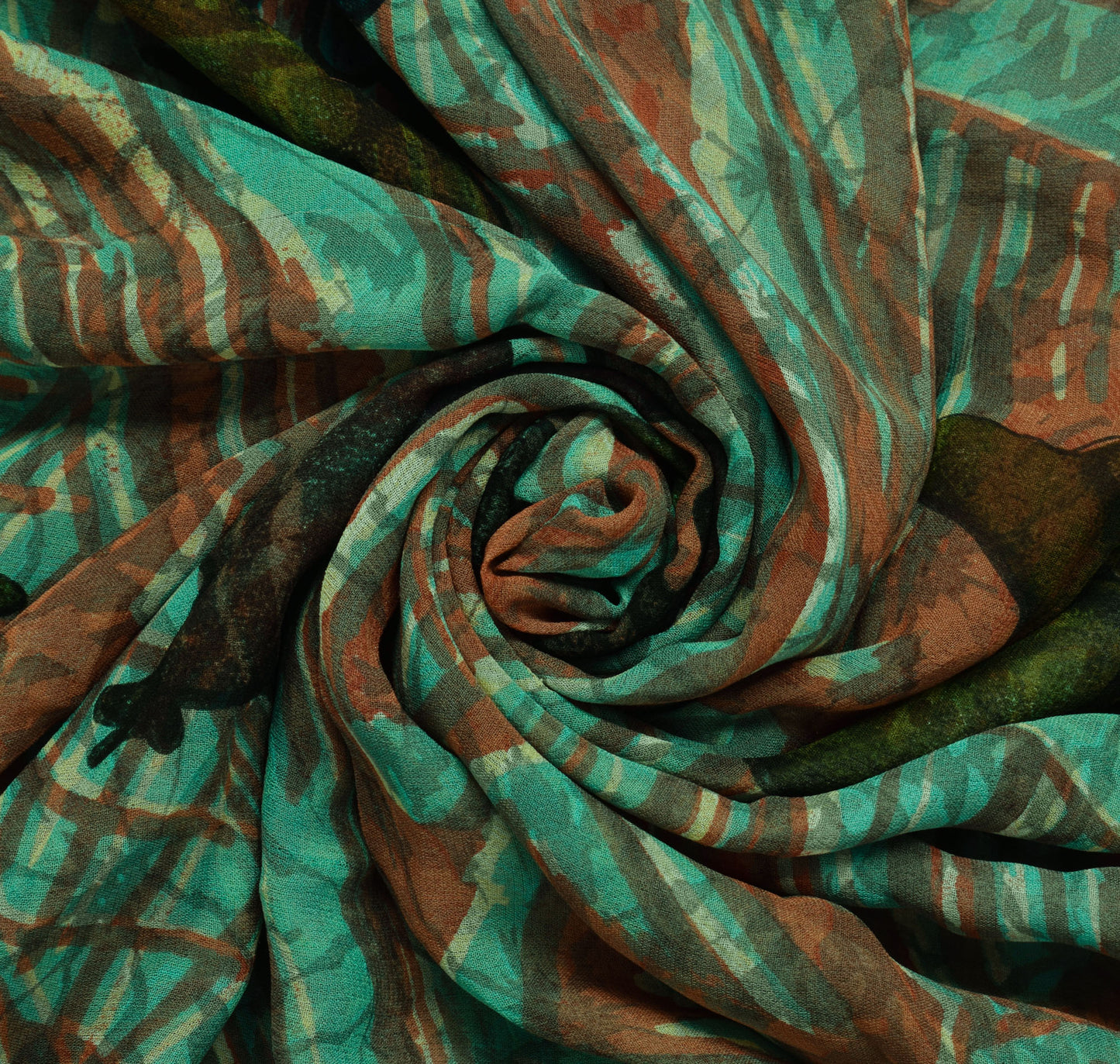 Sushila Vintage Indian Sari 100% Pure Georgette Silk Printed Floral Craft Fabric