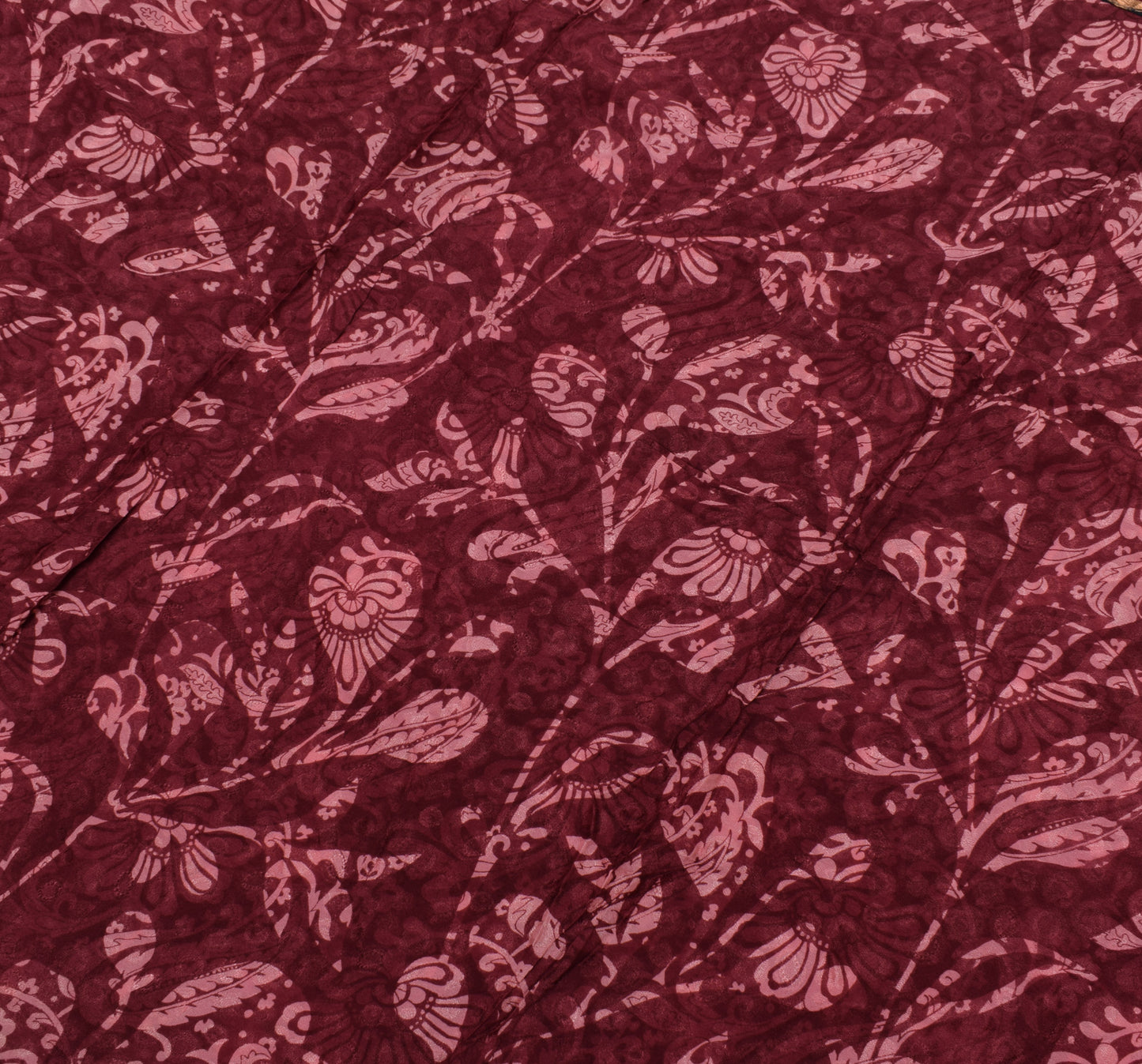Sushila Vintage Saree 100% Pure Georgette Silk Printed Embroidered Craft Fabric