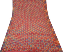 Sushila Vintage Red Saree 100% Pure Georgette Silk Printed Indian Craft Fabric