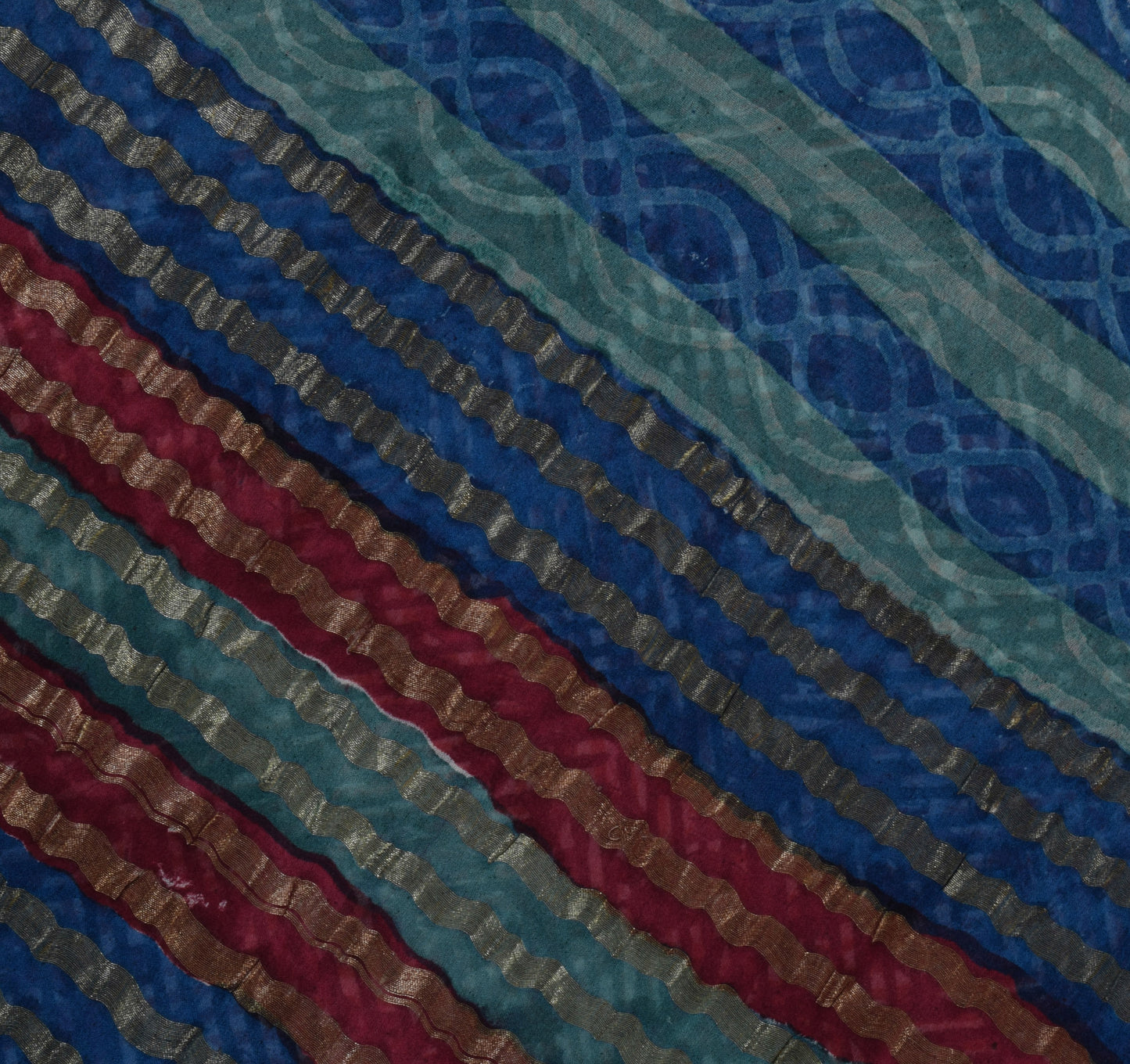 Sushila Vintage Indian Sari 100% Pure Georgette Silk Printed Floral Craft Fabric