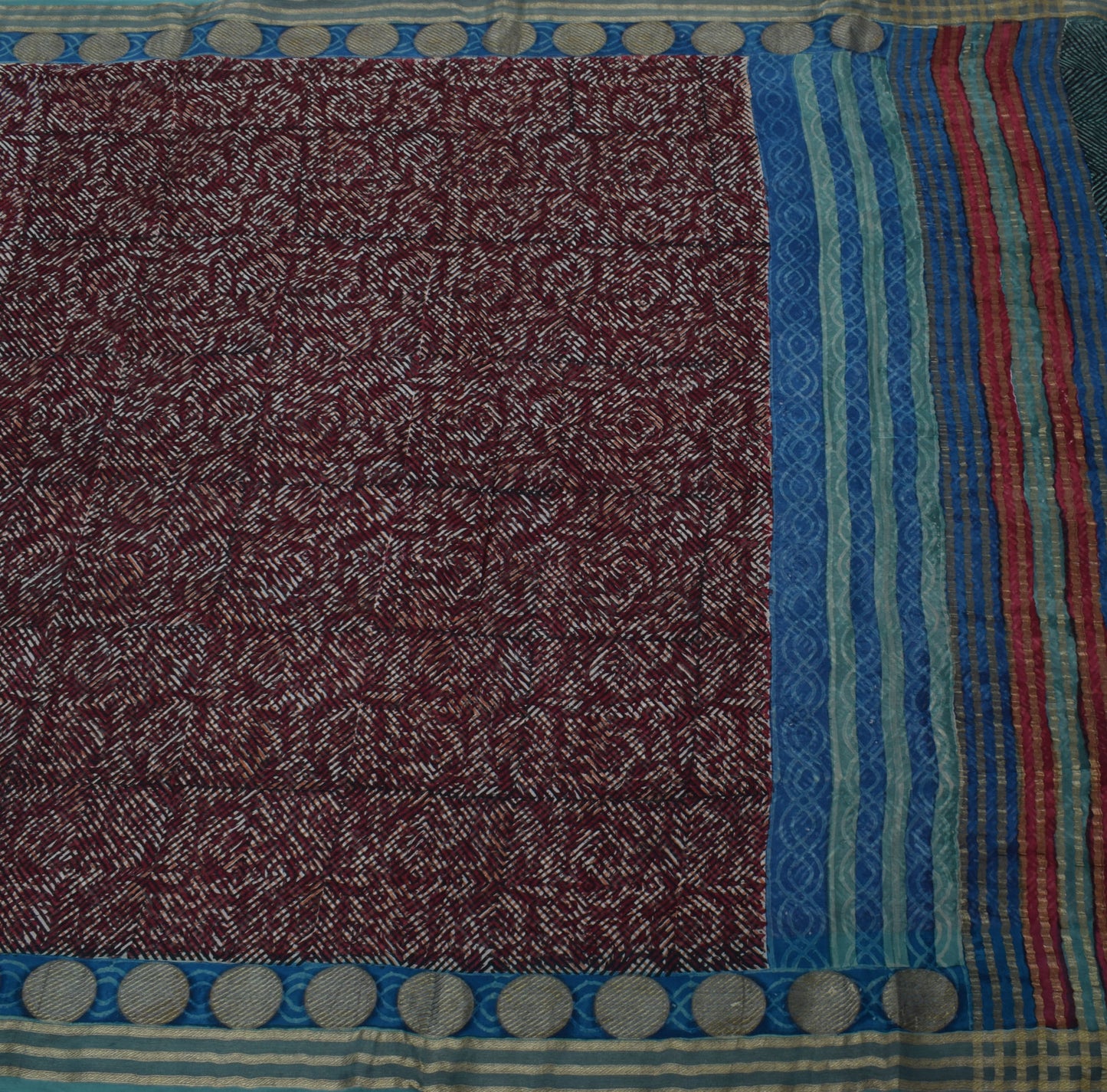 Sushila Vintage Indian Sari 100% Pure Georgette Silk Printed Floral Craft Fabric