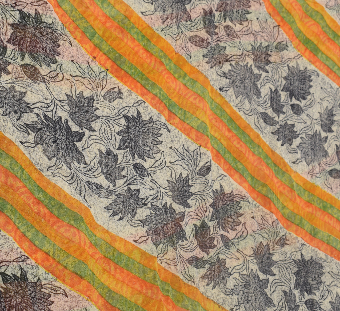 Sushila Vintage Mustard Sari Pure Georgette Silk Printed Floral Craft Fabric