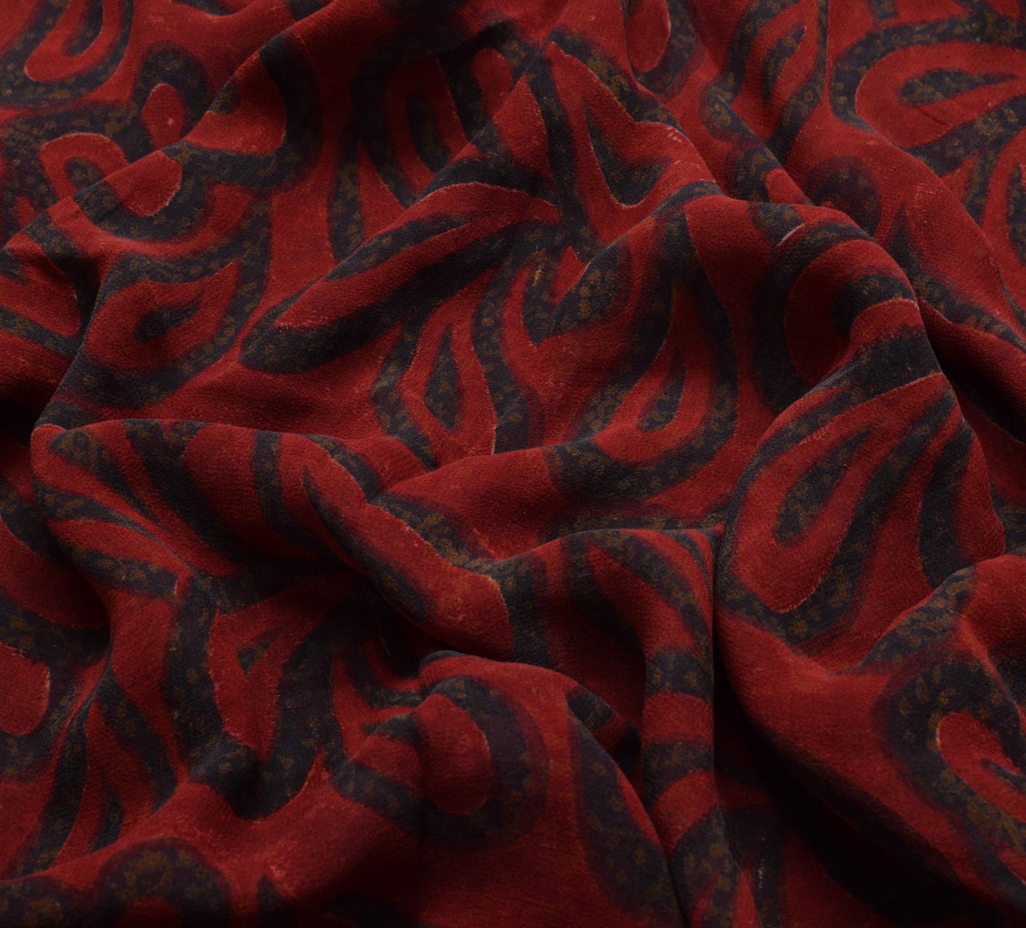 Sushila Vintage Maroon Sari 100% Pure Georgette Silk Printed Floral Craft Fabric