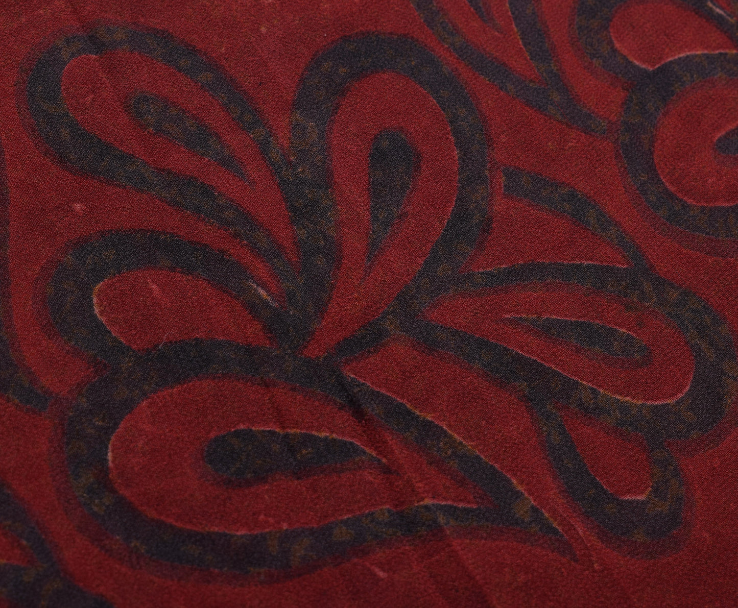 Sushila Vintage Maroon Sari 100% Pure Georgette Silk Printed Floral Craft Fabric