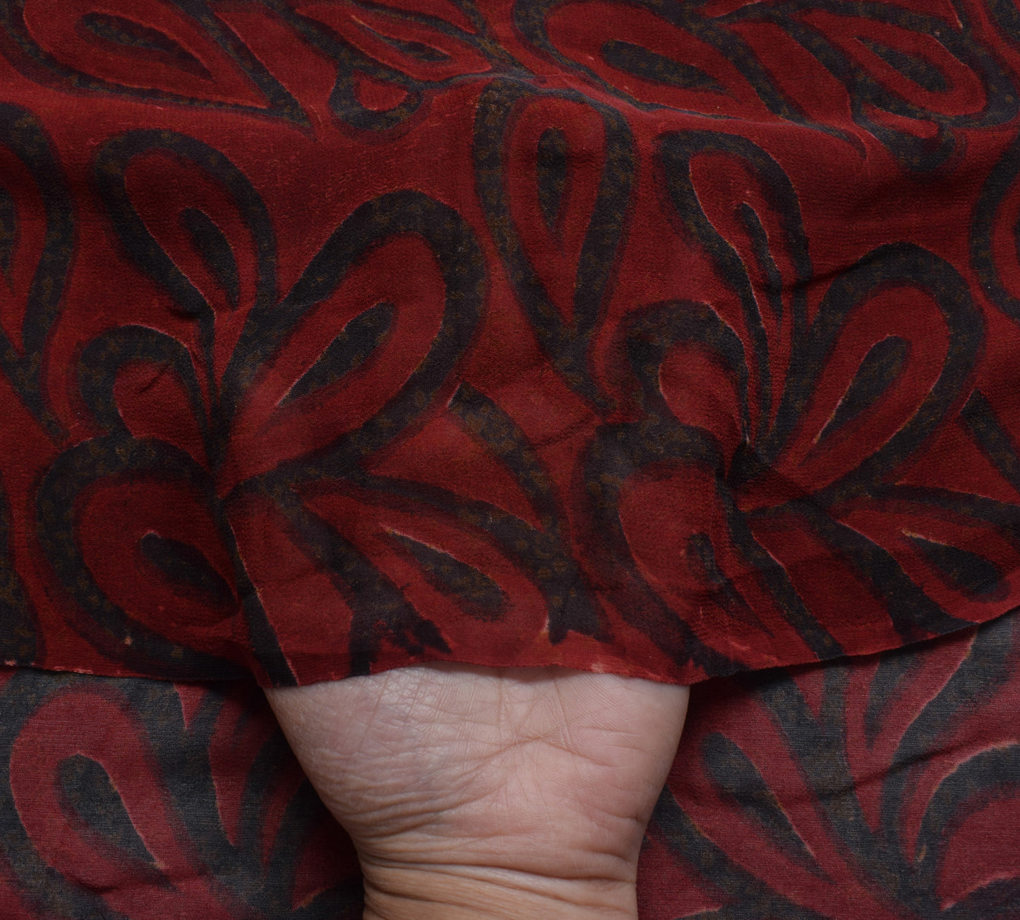 Sushila Vintage Maroon Sari 100% Pure Georgette Silk Printed Floral Craft Fabric