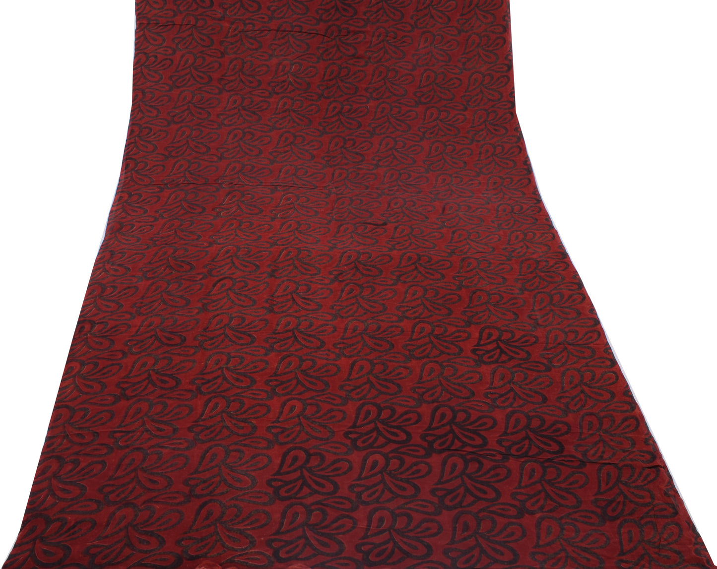 Sushila Vintage Maroon Sari 100% Pure Georgette Silk Printed Floral Craft Fabric