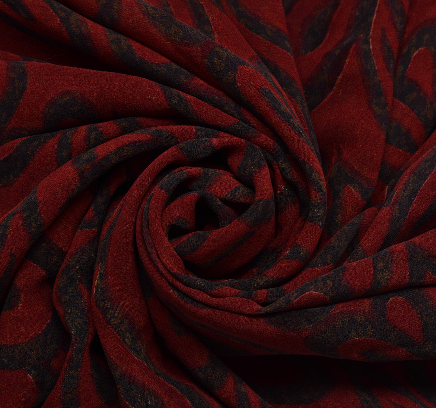Sushila Vintage Maroon Sari 100% Pure Georgette Silk Printed Floral Craft Fabric