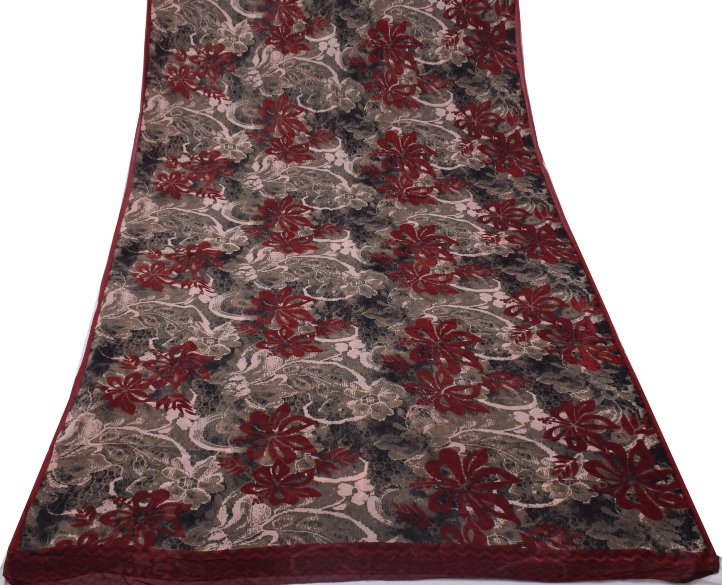 Sushila Vintage Multi-Color Sari Pure Georgette Silk Printed Floral Craft Fabric