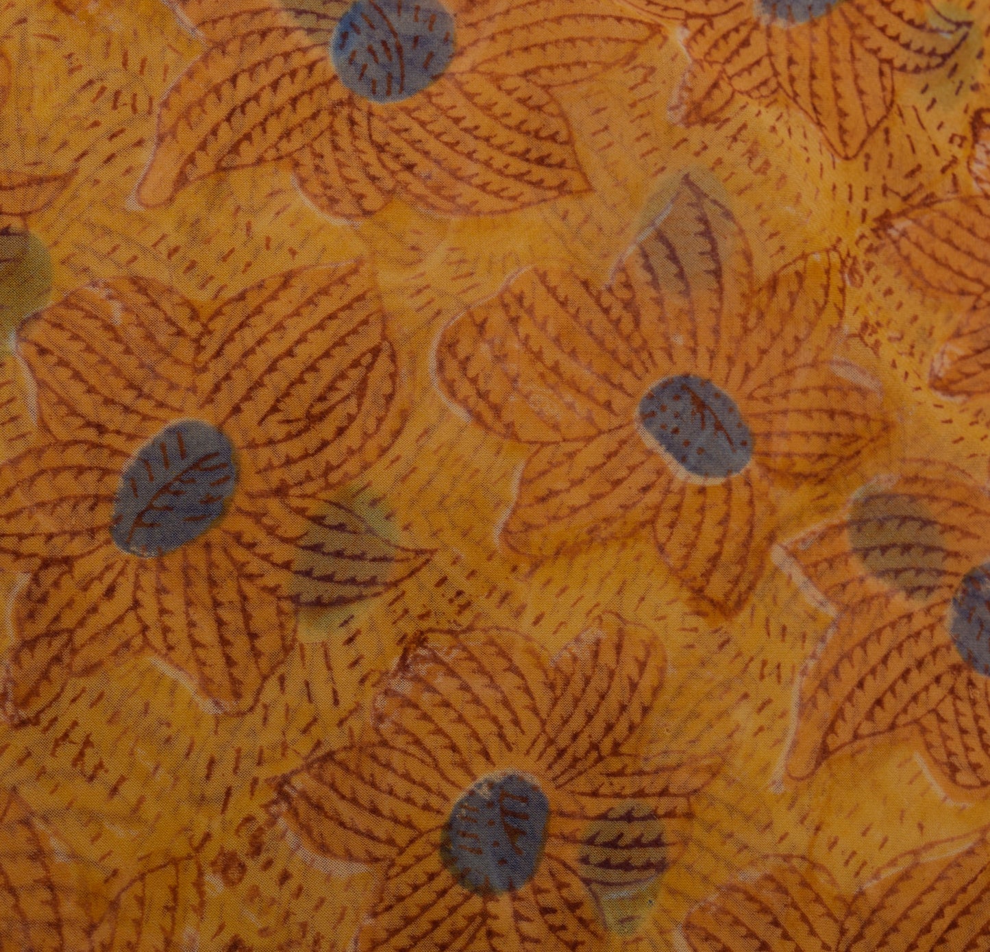 Sushila Vintage Mustard Sari Pure Georgette Silk Printed Floral Craft Fabric