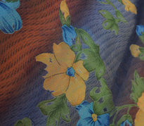 Sushila Vintage Gray Saree 100% Pure Georgette Silk Printed Floral Craft Fabric