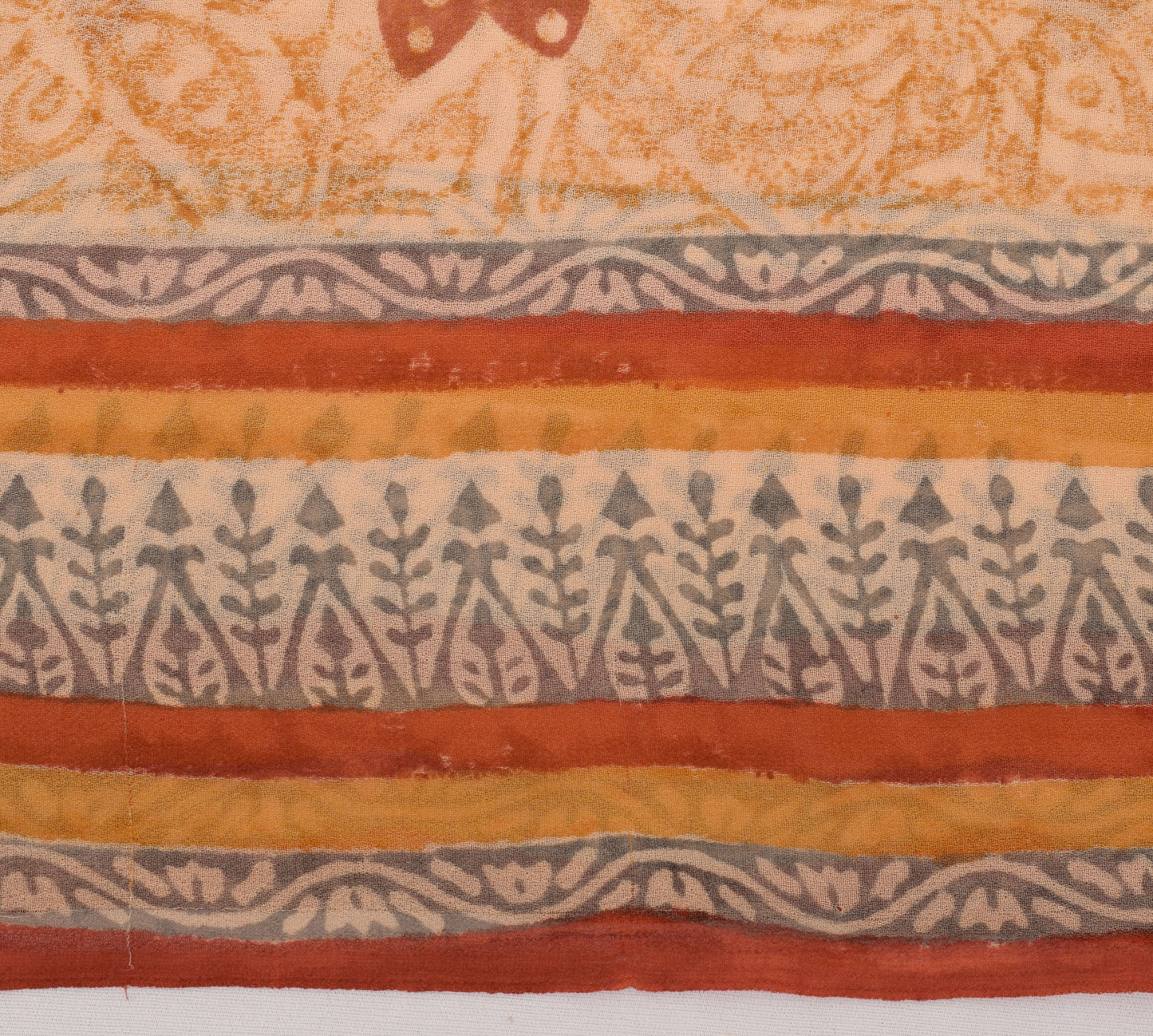 Sushila Vintage Mustard Sari Pure Georgette Silk Printed Floral Craft Fabric