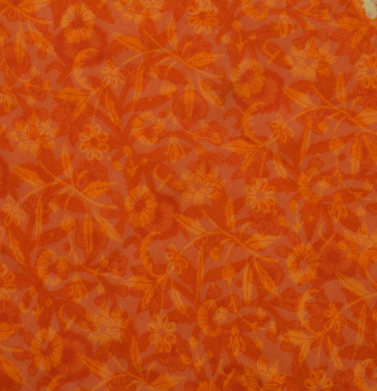 Sushila Vintage Cream Sari Blend Georgette Silk Printed Floral Craft Fabric