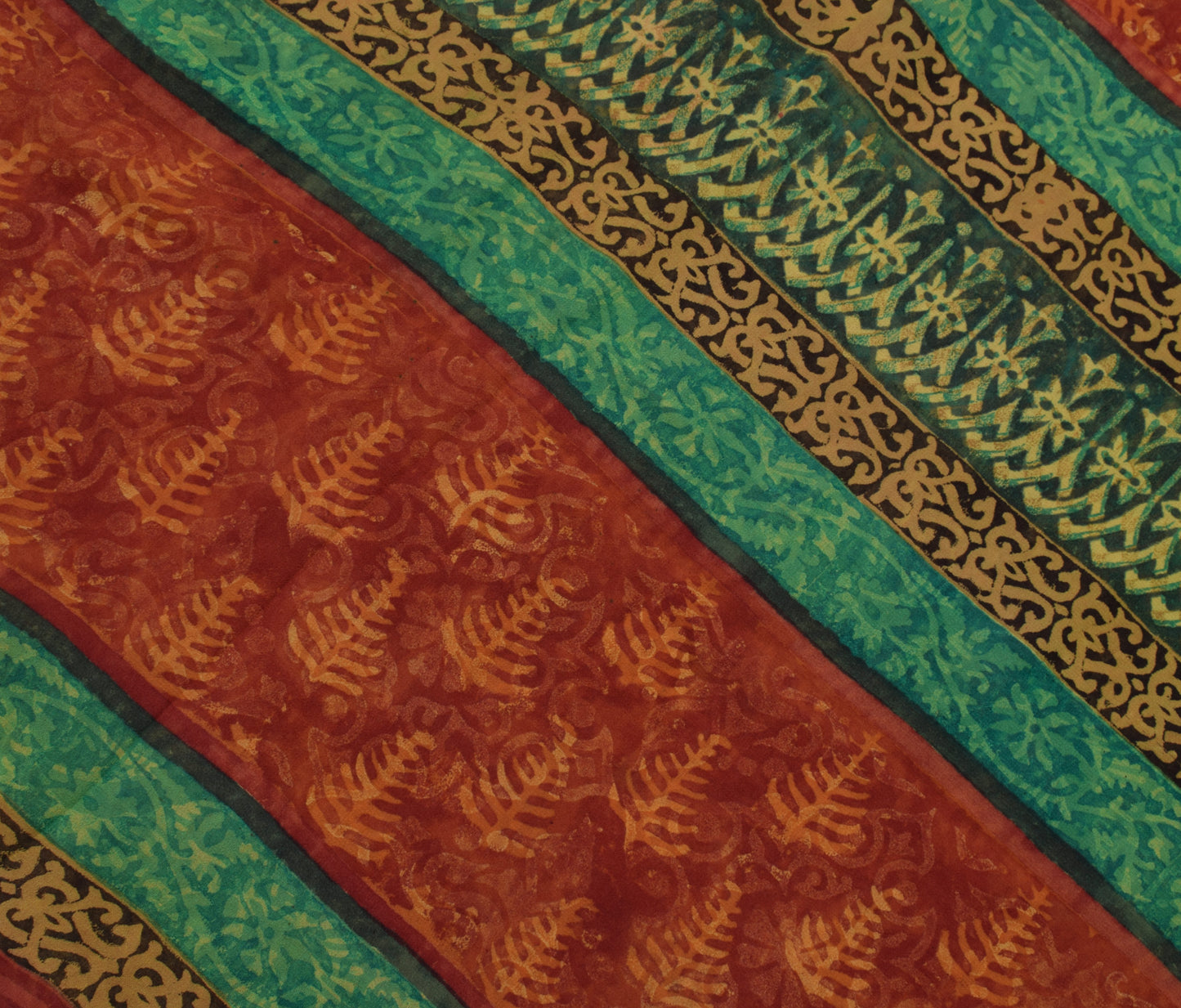 Sushila Vintage Rust Saree 100% Pure Georgette Silk Printed Floral Craft Fabric