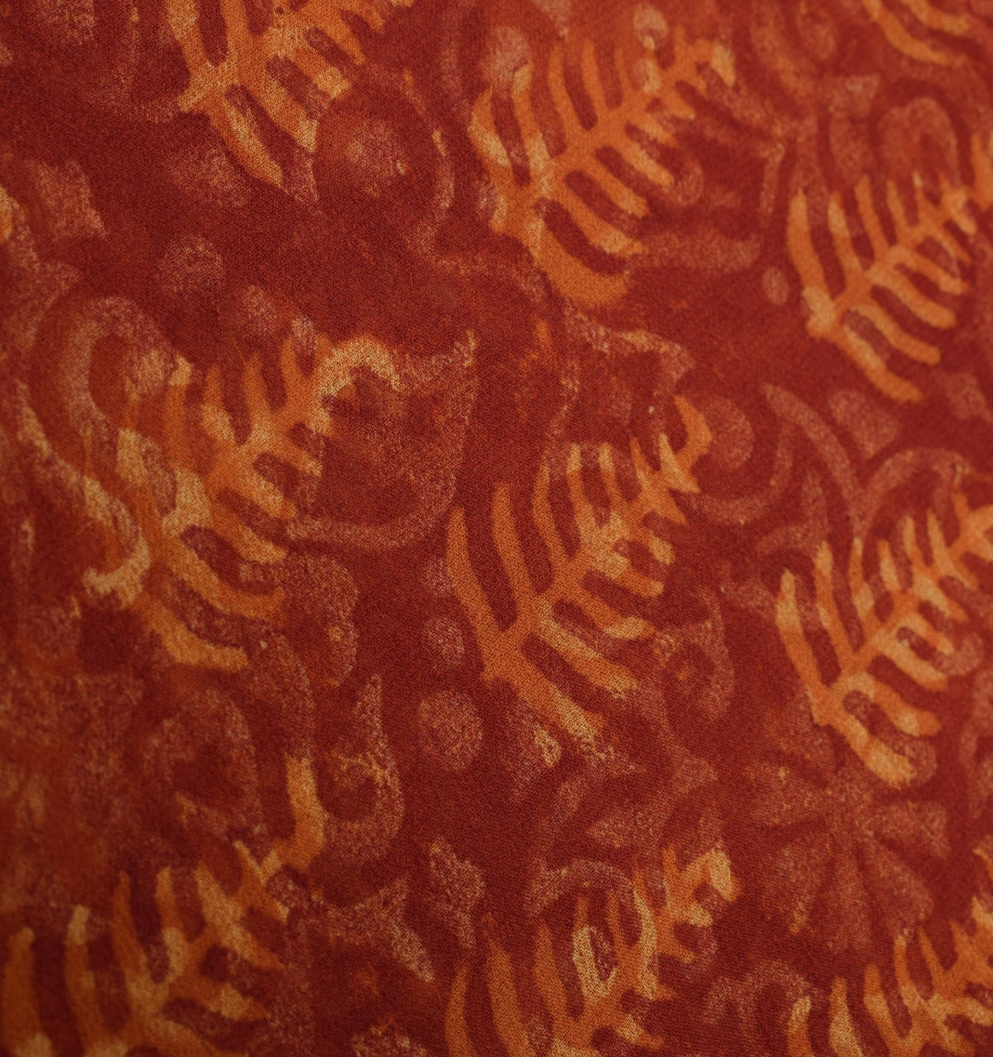 Sushila Vintage Rust Saree 100% Pure Georgette Silk Printed Floral Craft Fabric