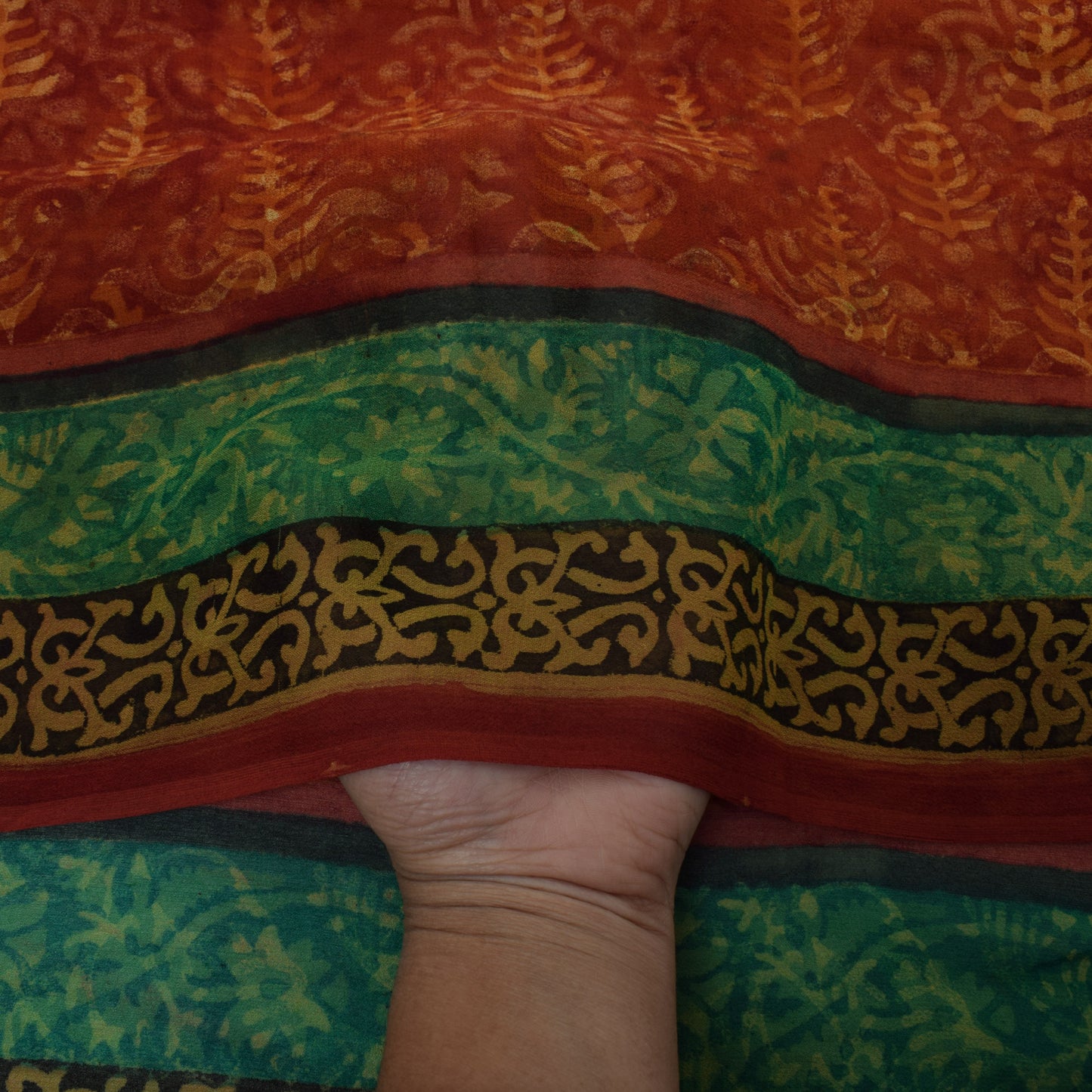 Sushila Vintage Rust Saree 100% Pure Georgette Silk Printed Floral Craft Fabric