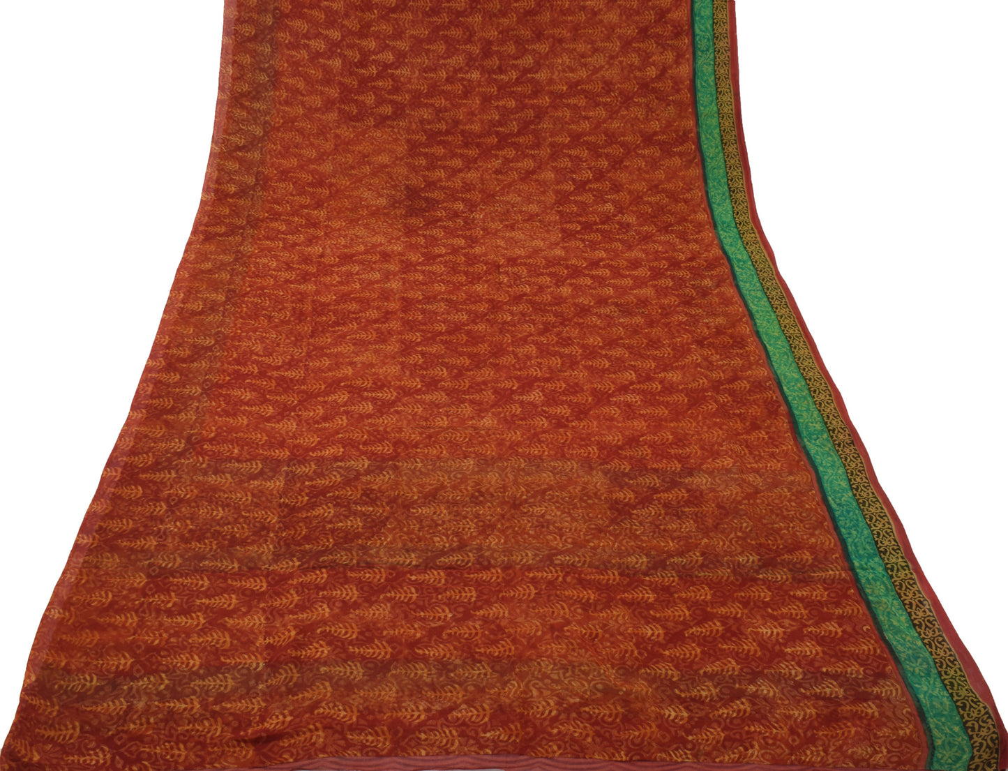 Sushila Vintage Rust Saree 100% Pure Georgette Silk Printed Floral Craft Fabric