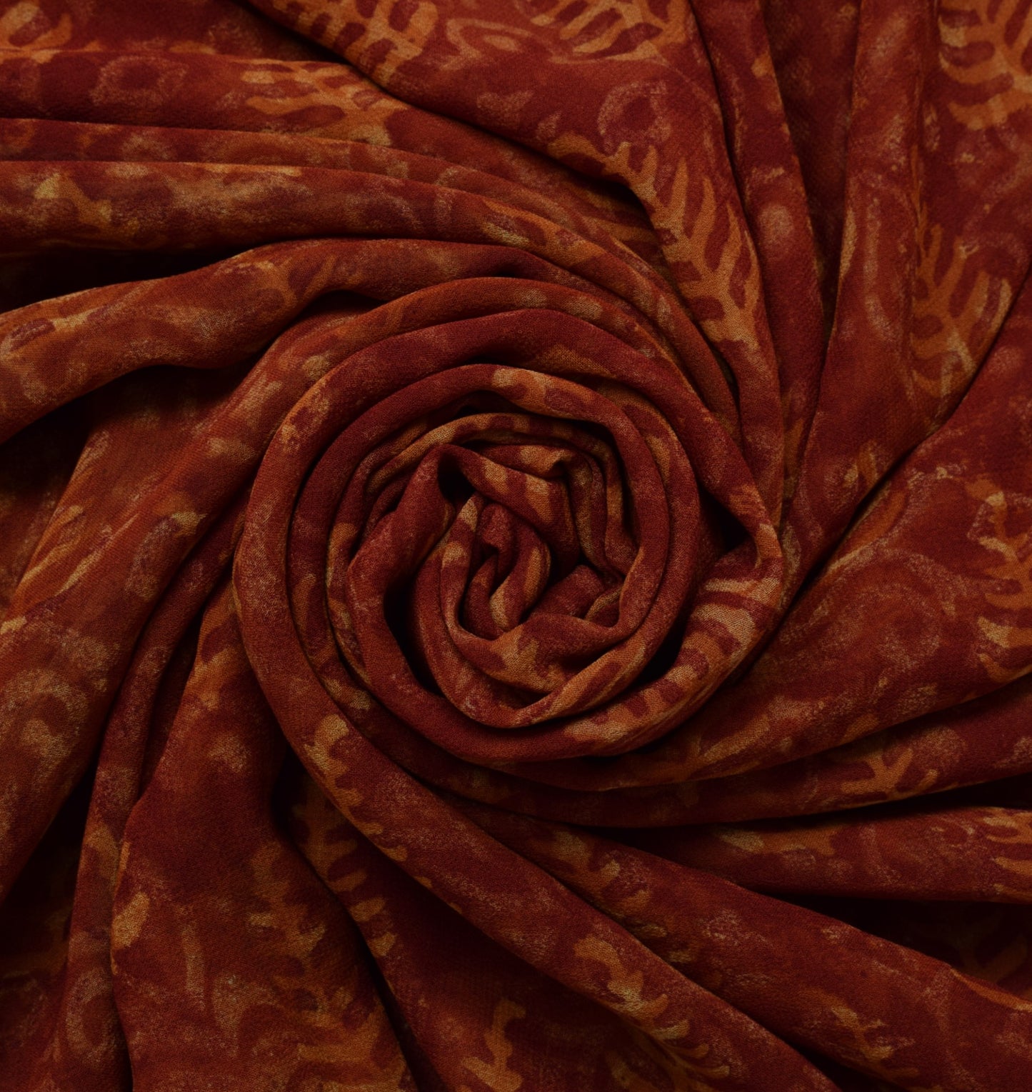 Sushila Vintage Rust Saree 100% Pure Georgette Silk Printed Floral Craft Fabric