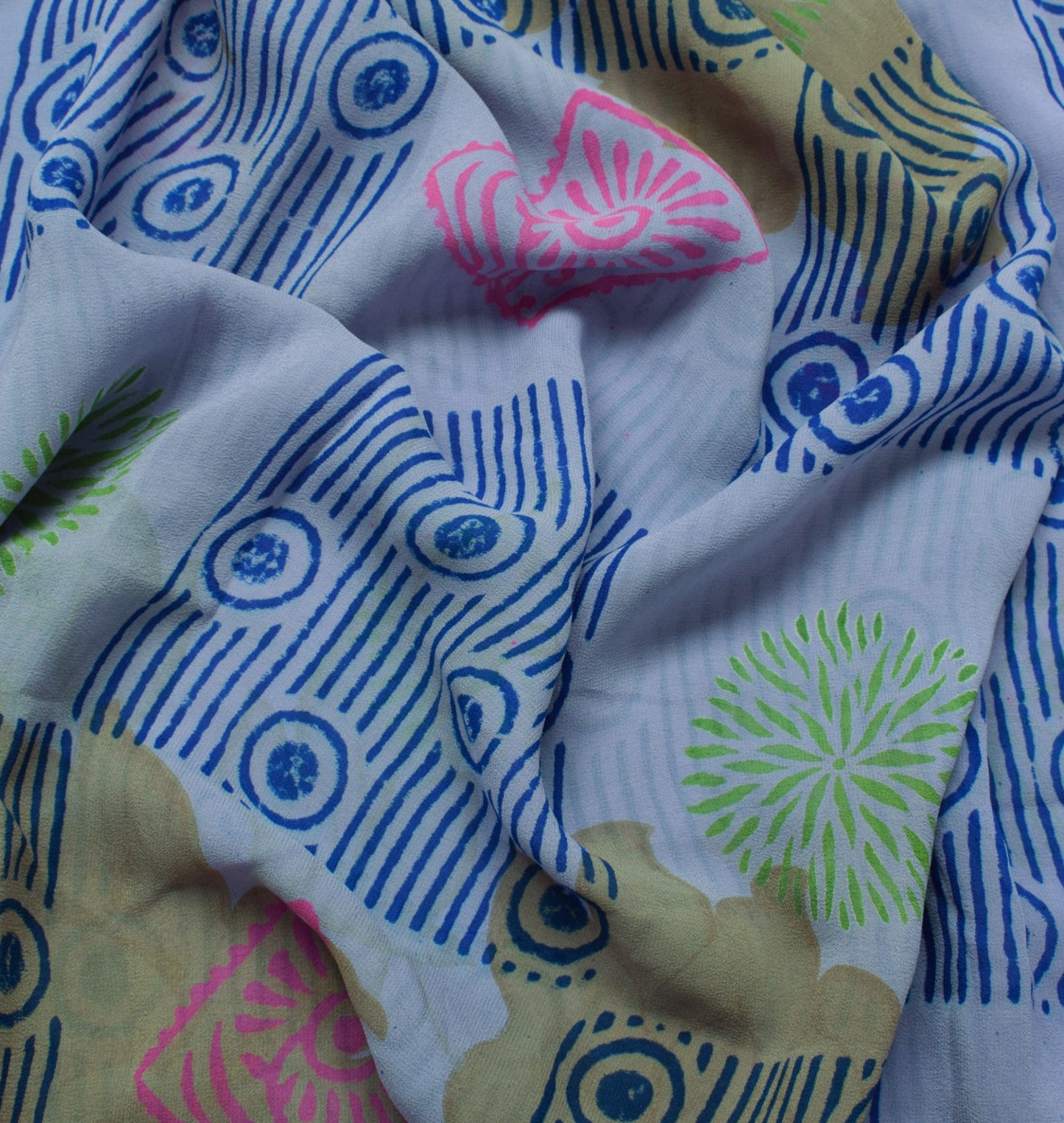 Sushila Vintage Gray Saree 100% Pure Georgette Silk Printed Floral Craft Fabric