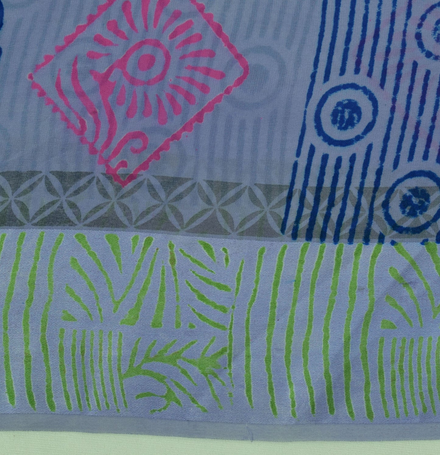 Sushila Vintage Gray Saree 100% Pure Georgette Silk Printed Floral Craft Fabric