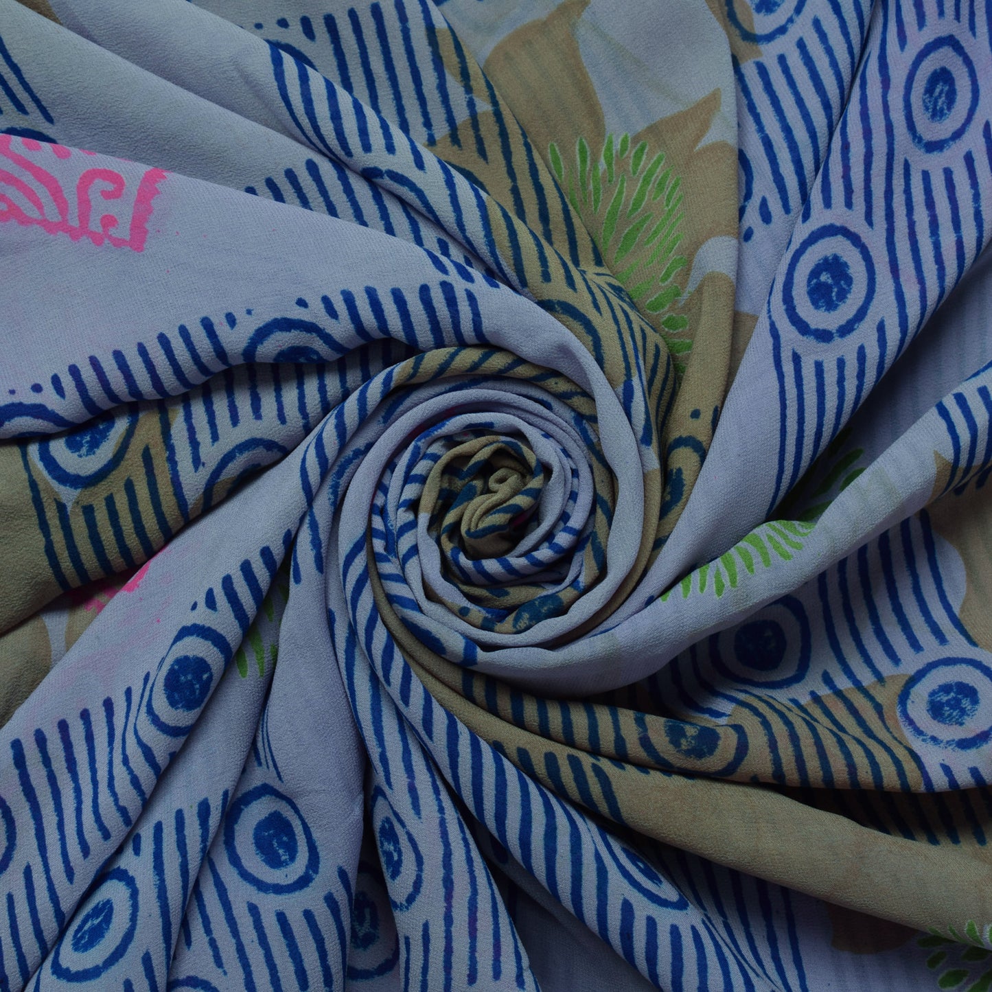 Sushila Vintage Gray Saree 100% Pure Georgette Silk Printed Floral Craft Fabric