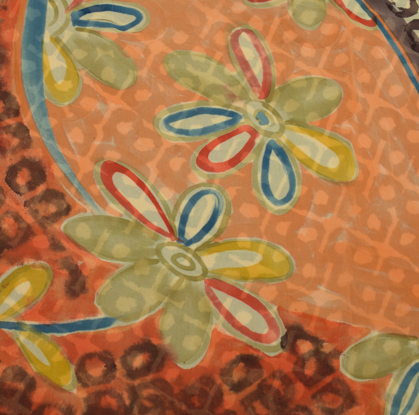 Sushila Vintage Cream Saree 100% Pure Georgette Silk Printed Floral Craft Fabric