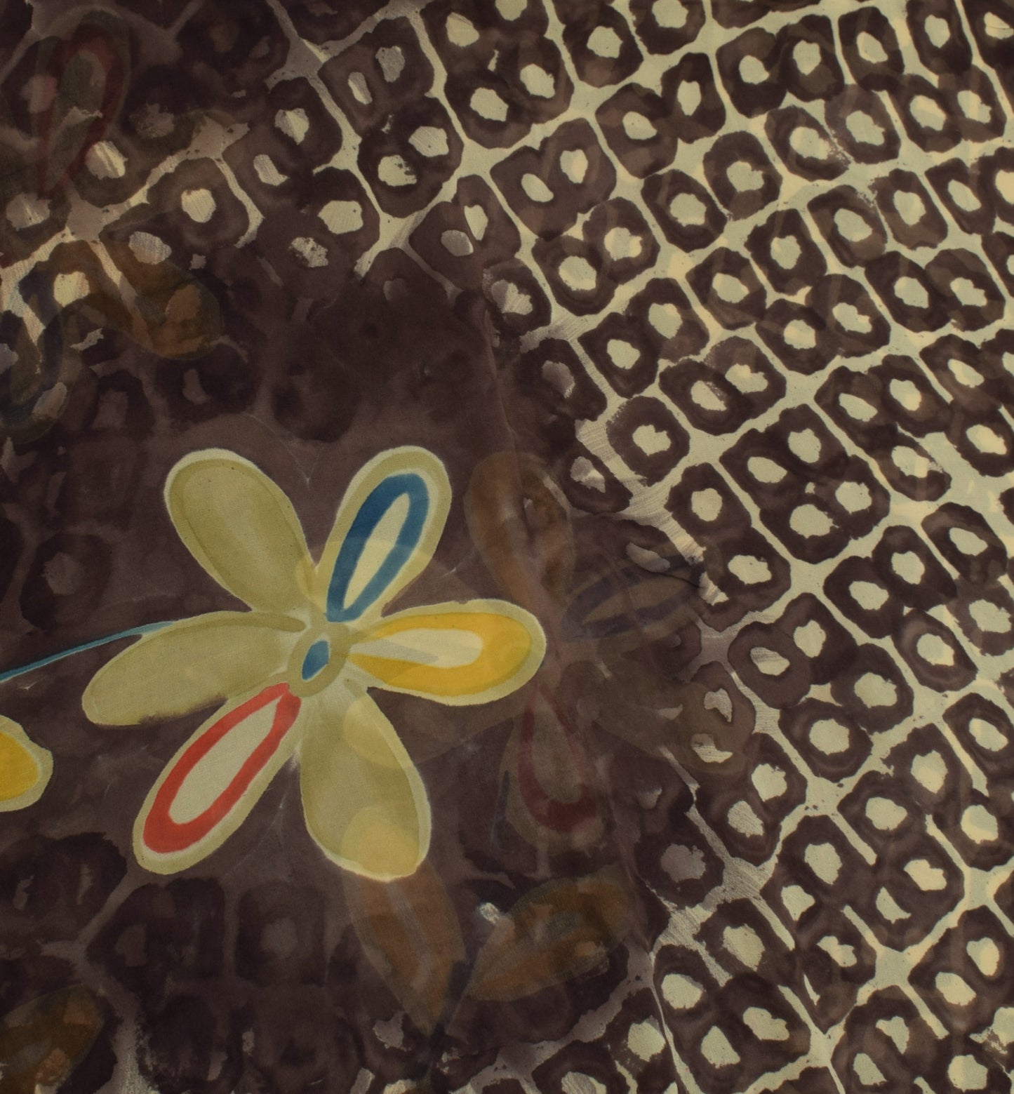 Sushila Vintage Cream Saree 100% Pure Georgette Silk Printed Floral Craft Fabric