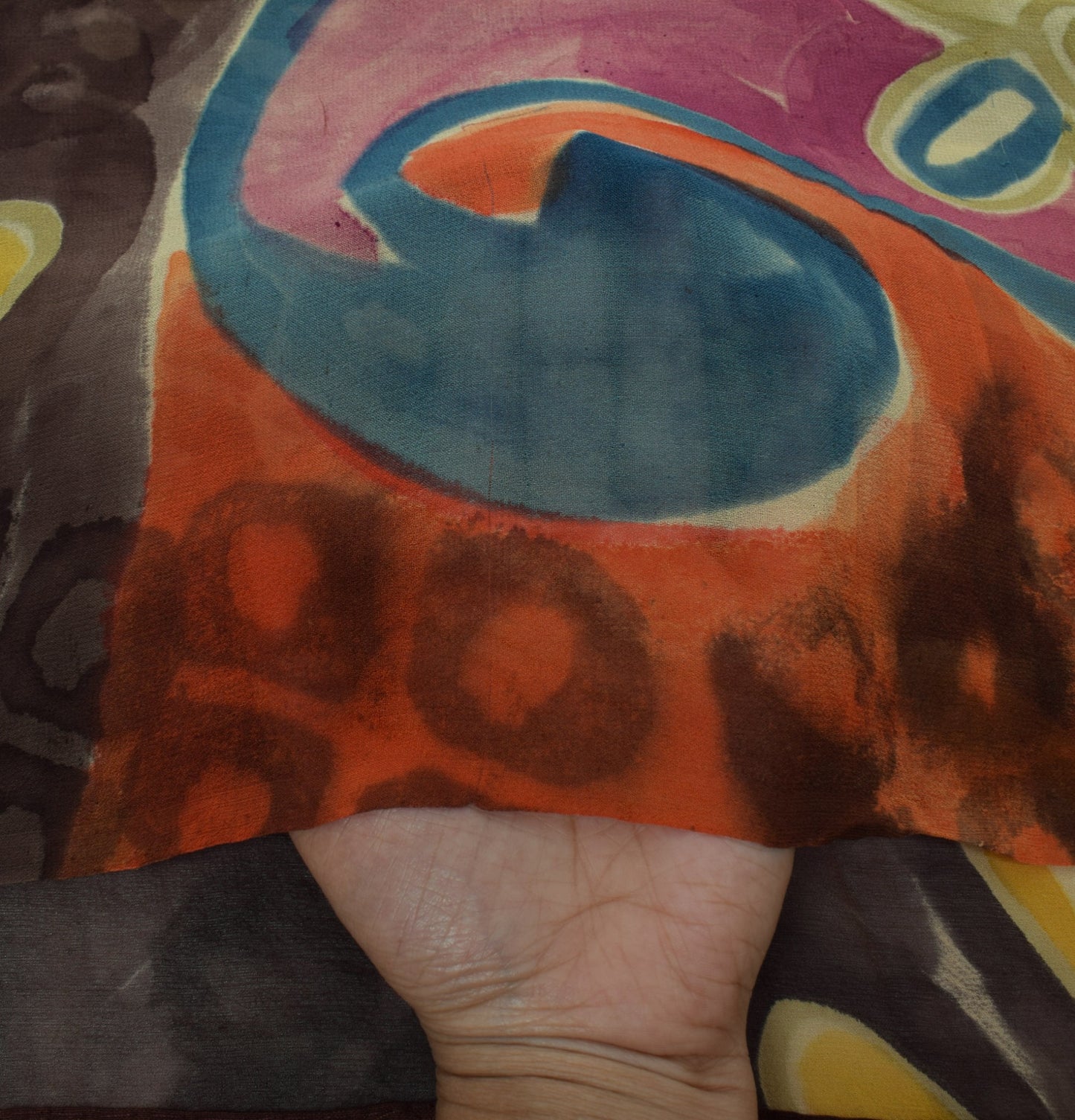 Sushila Vintage Cream Saree 100% Pure Georgette Silk Printed Floral Craft Fabric