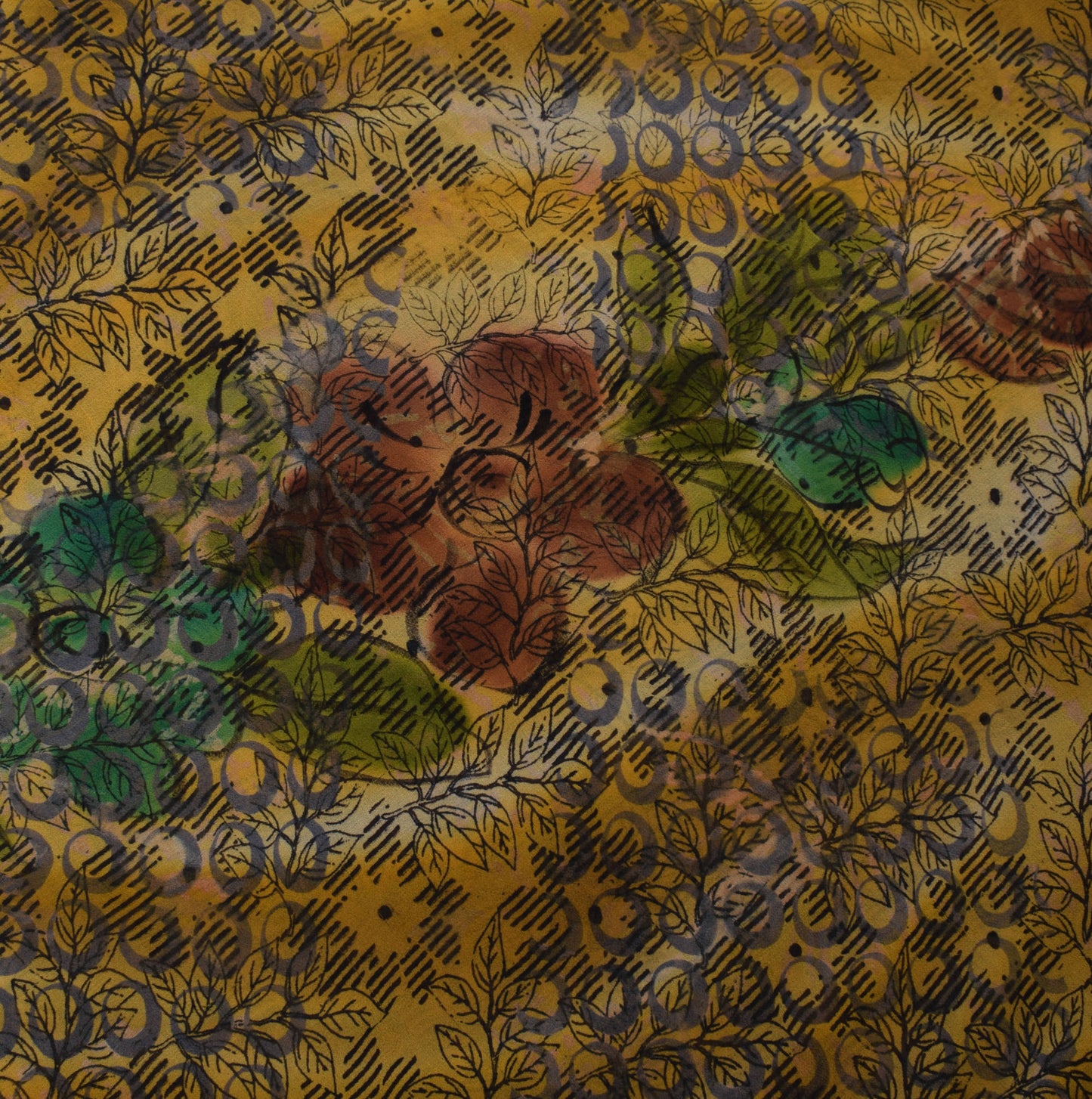 Sushila Vintage Green Saree 100% Pure Georgette Silk Printed Floral Craft Fabric