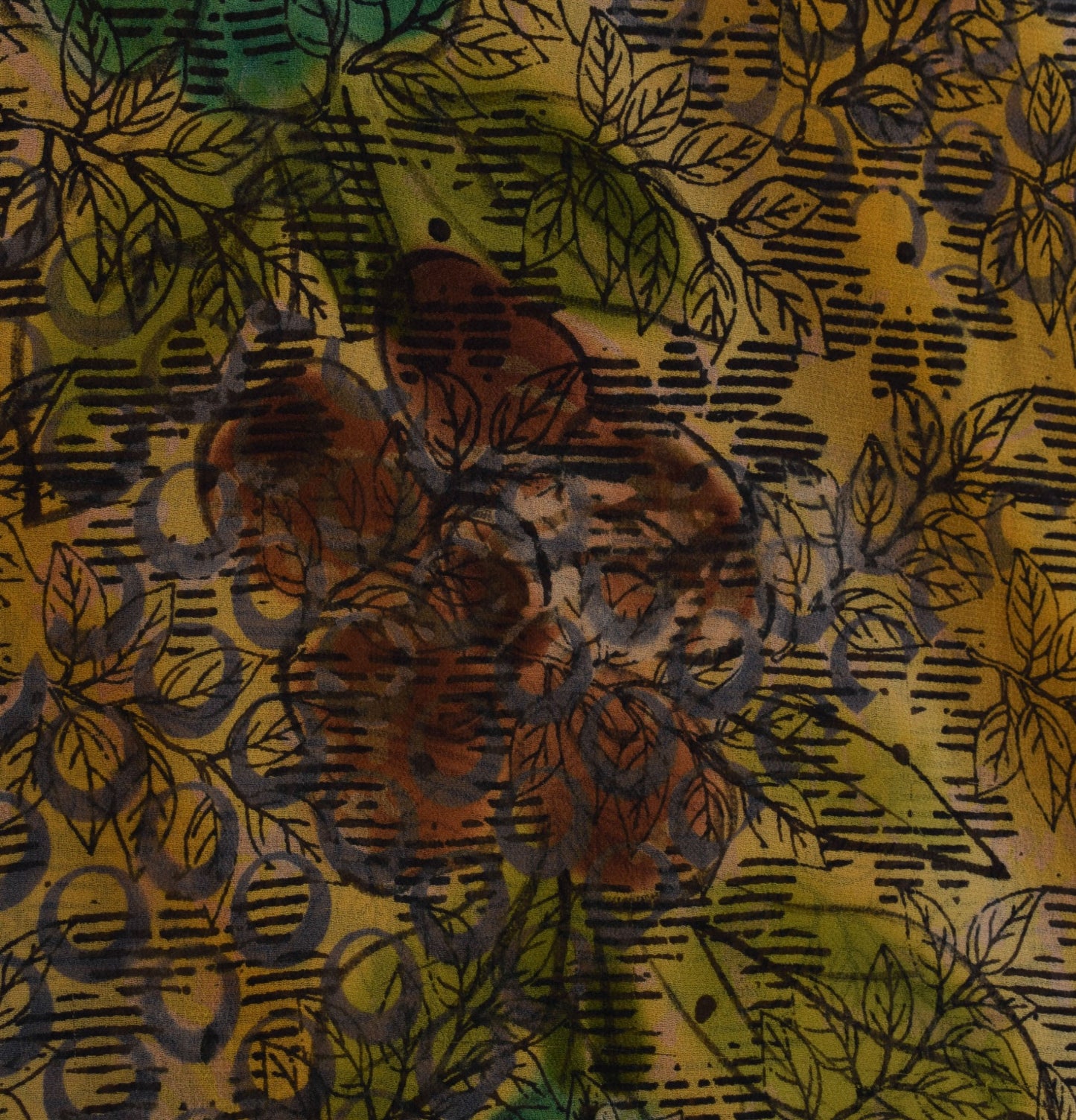 Sushila Vintage Green Saree 100% Pure Georgette Silk Printed Floral Craft Fabric