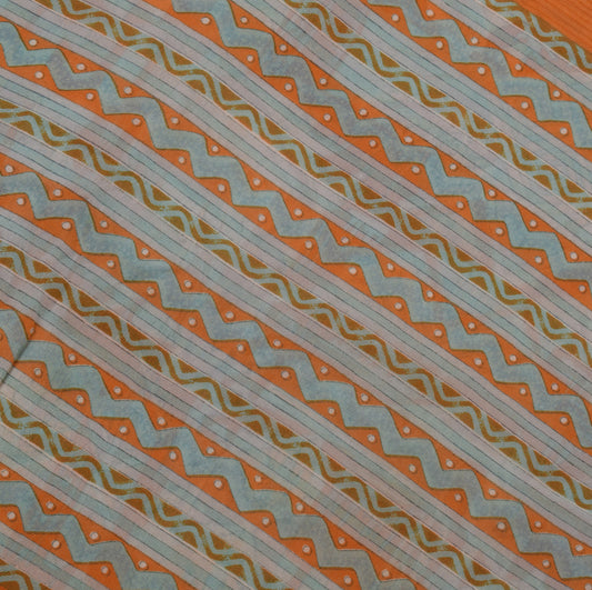 Sushila Vintage Rust Saree 100% Pure Georgette Silk Printed Floral Craft Fabric