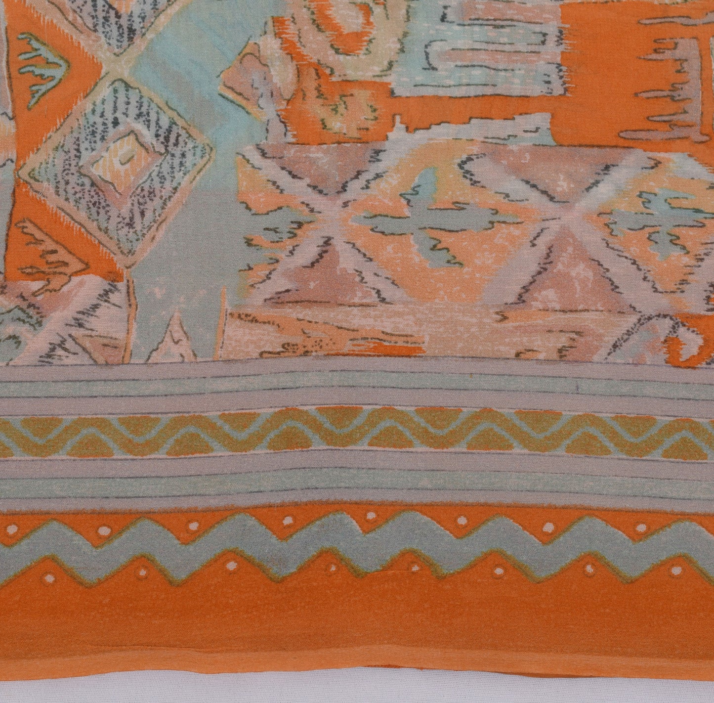 Sushila Vintage Rust Saree 100% Pure Georgette Silk Printed Floral Craft Fabric