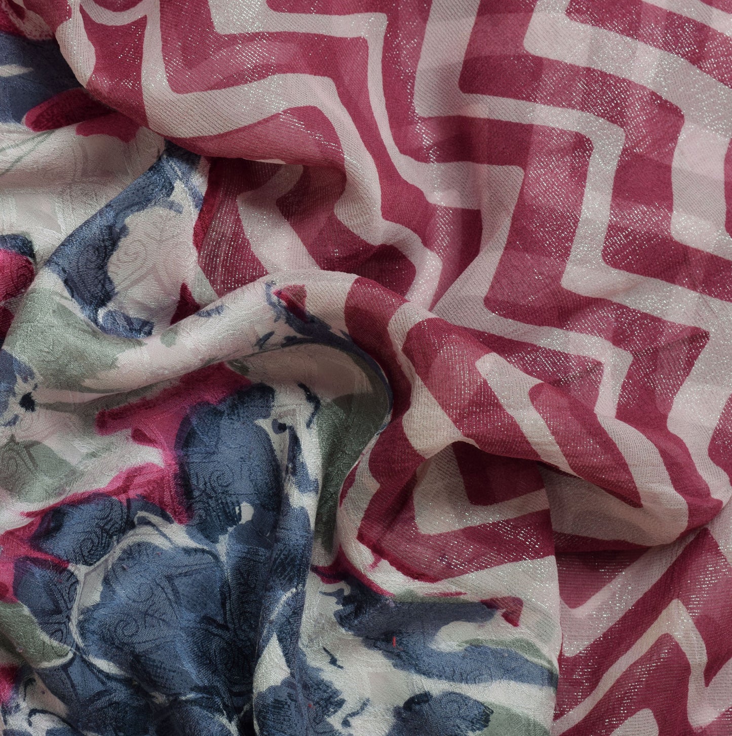 Sushila Vintage Pink Saree 100% Pure Georgette Silk Printed Floral Craft Fabric