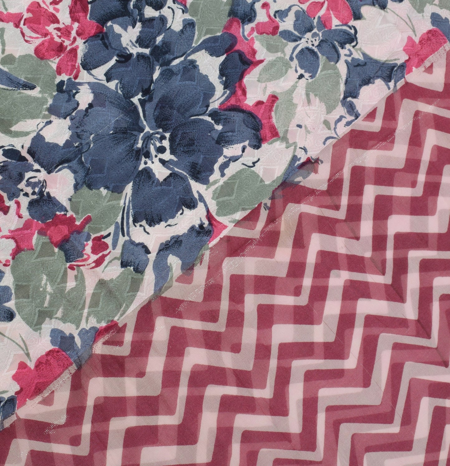 Sushila Vintage Pink Saree 100% Pure Georgette Silk Printed Floral Craft Fabric