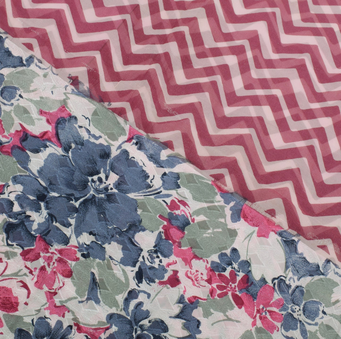 Sushila Vintage Pink Saree 100% Pure Georgette Silk Printed Floral Craft Fabric